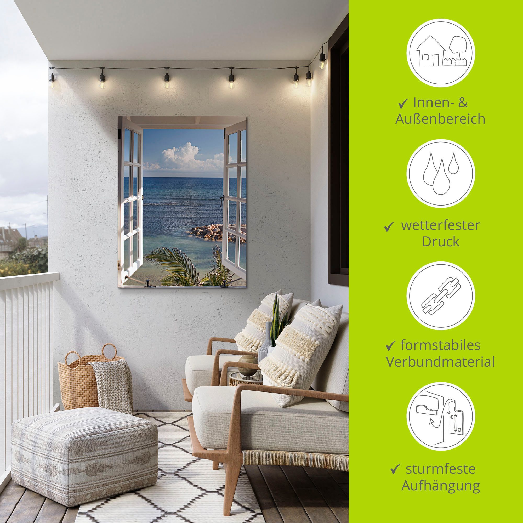 Artland Artprint Uitzicht op het paradijs als artprint van aluminium, artprint voor buiten, artprint op linnen, poster, muursticker