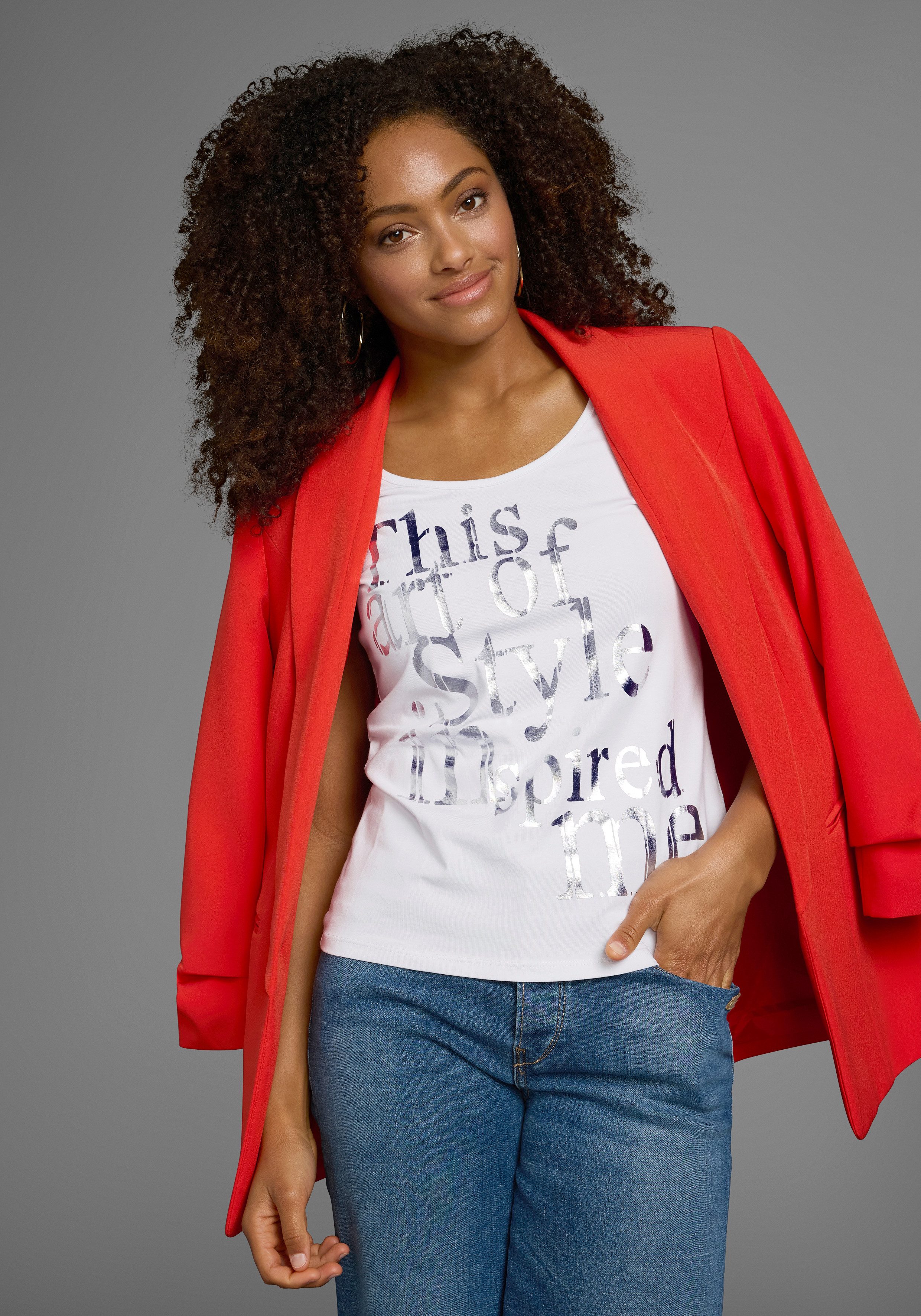 Laura Scott T-shirt zeer figuurvolgend, met frisse print, ronde hals, voor vrije tijd