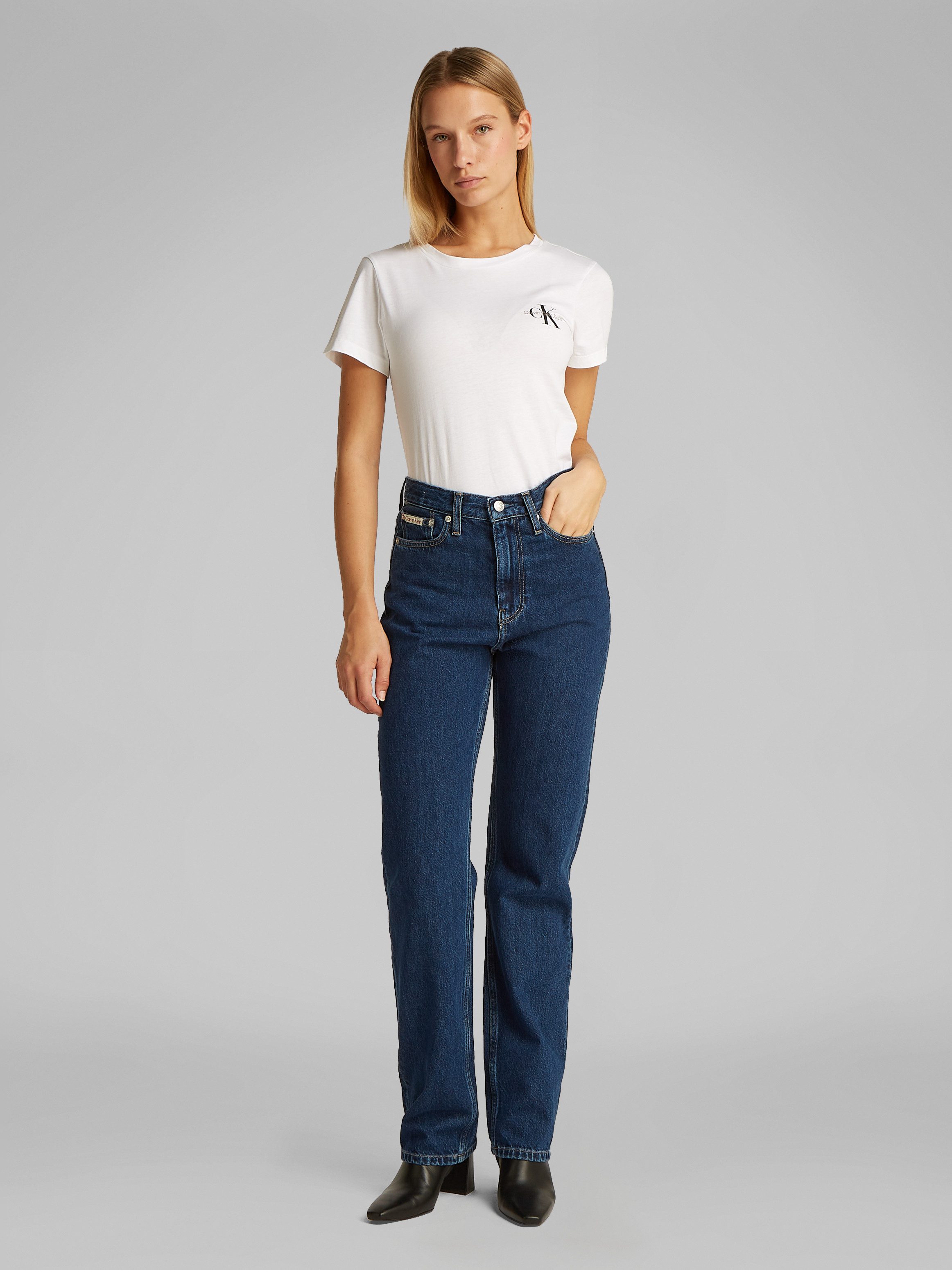 Calvin Klein Shirt met ronde hals 2-PACK MONOLOGO SLIM TEE met calvin klein jeans logoprint op borsthoogte (2-delig, Set van 2)