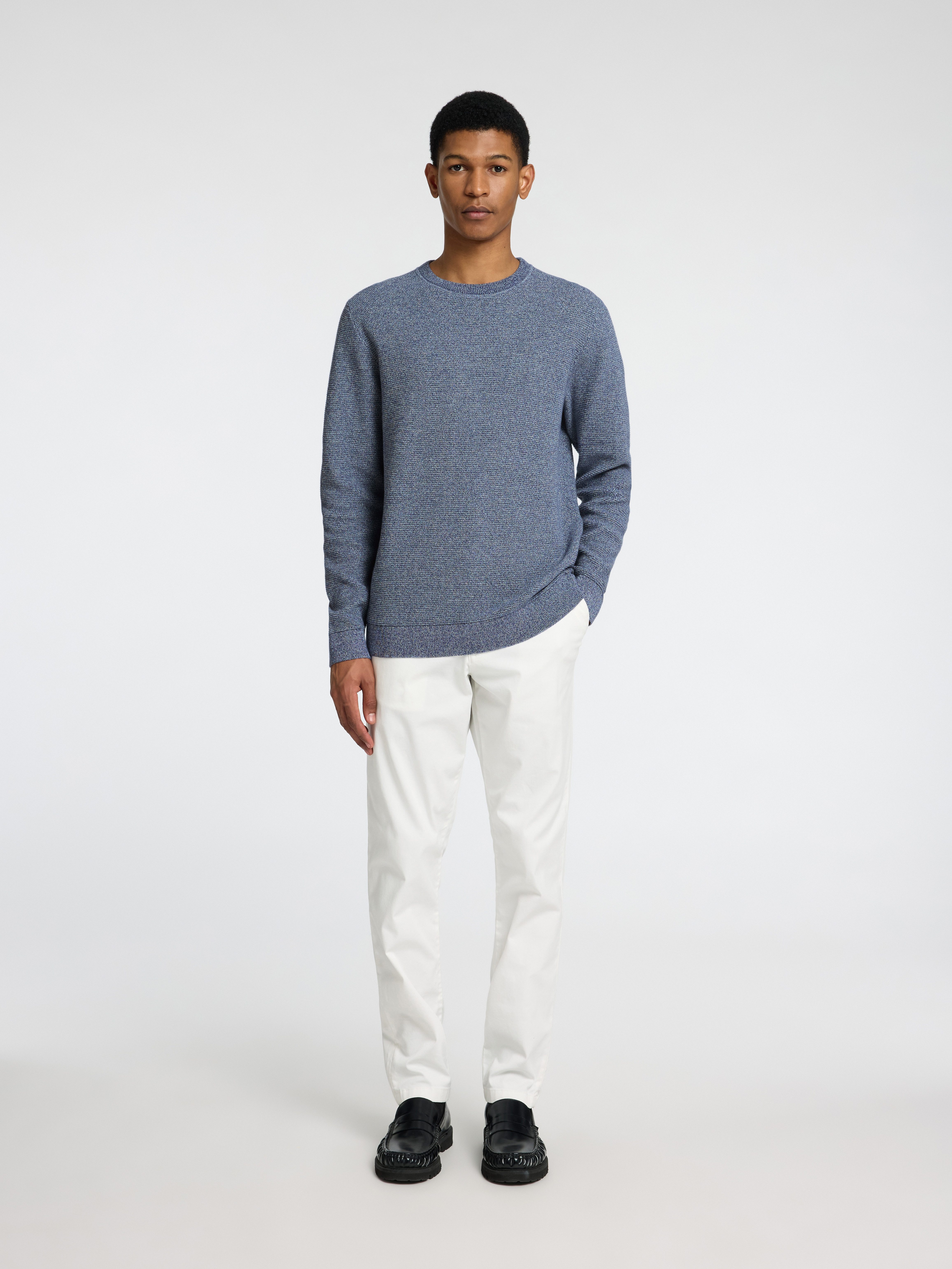 SELECTED HOMME Gebreide trui SLHROSS LS KNIT STRUCTURE CREW NECK NOOS