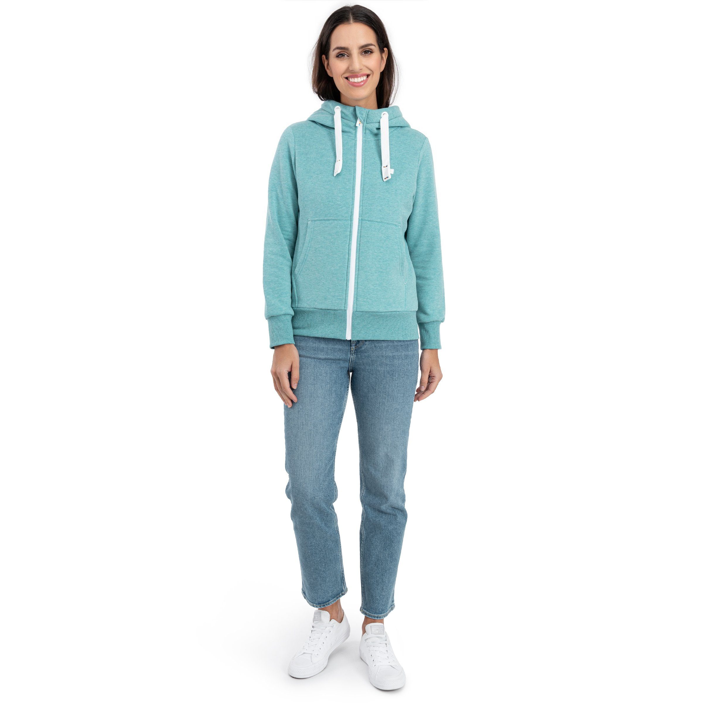 DEPROC Active Capuchonsweatvest FinjaCMYK II zachte fleecejack met kangoeroezak