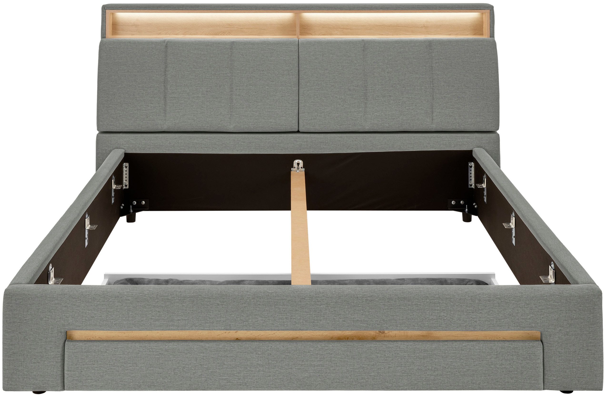 INOSIGN Gestoffeerd bed CiTY/GiRON,, gepolsterd opbergbed, met LED-verlichting Bedkisten met hondenbed of als opbergruimte, opklapbare hoofdeinden