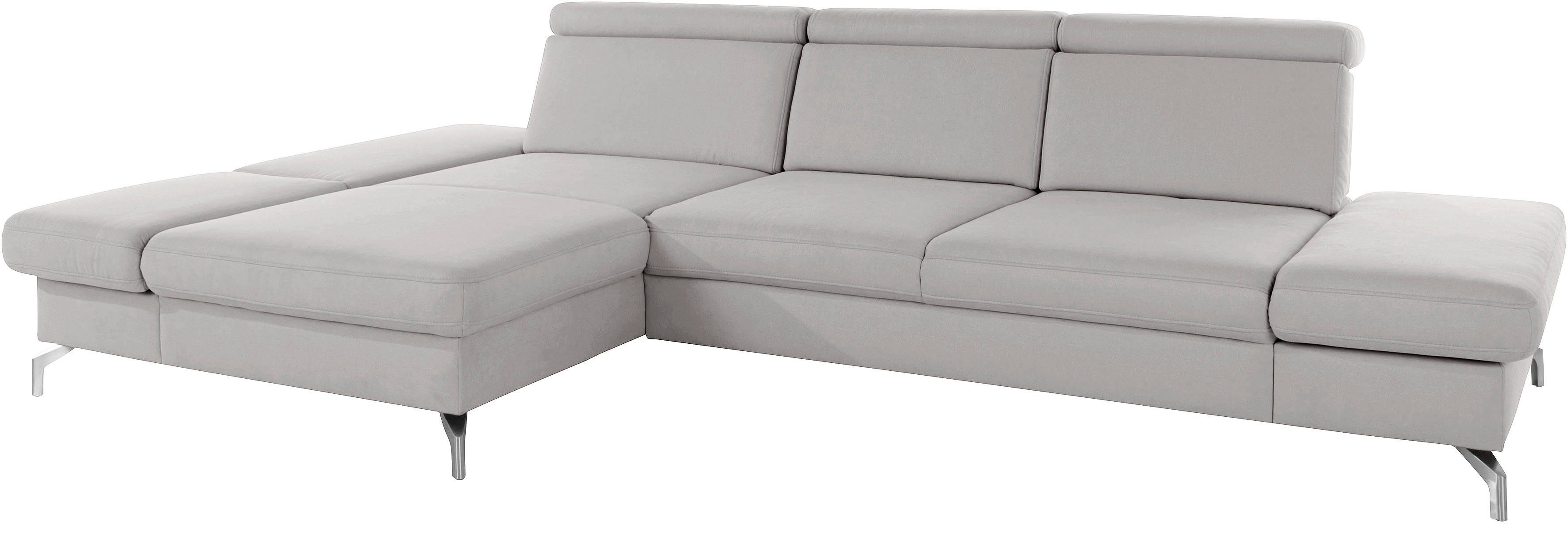 sit&more Hoekbank Brisbane L-vorm Poothoogte 12 cm, inclusief verstelbare zitdiepte, armleuningen en hoofdeind