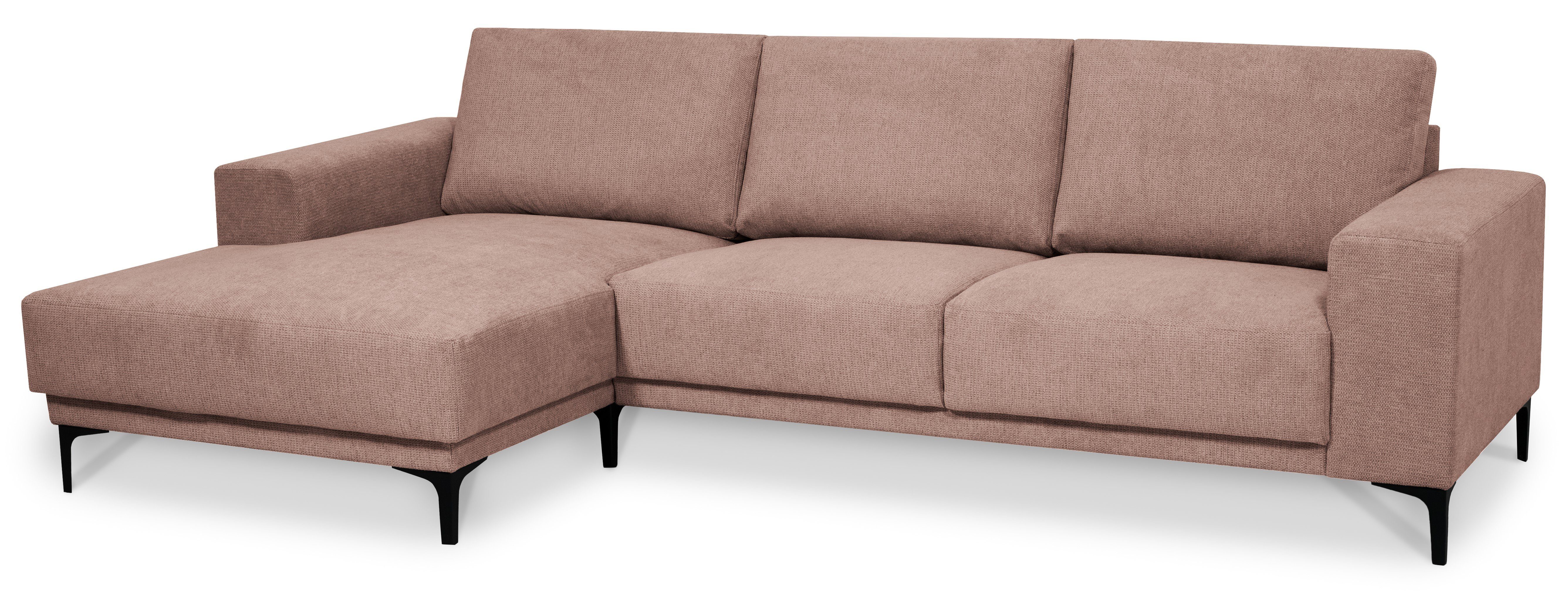 Places of Style Hoekbank Xander, L-model, Breedte 280 cm, soft-touch chenille, zwarte metalen voeten