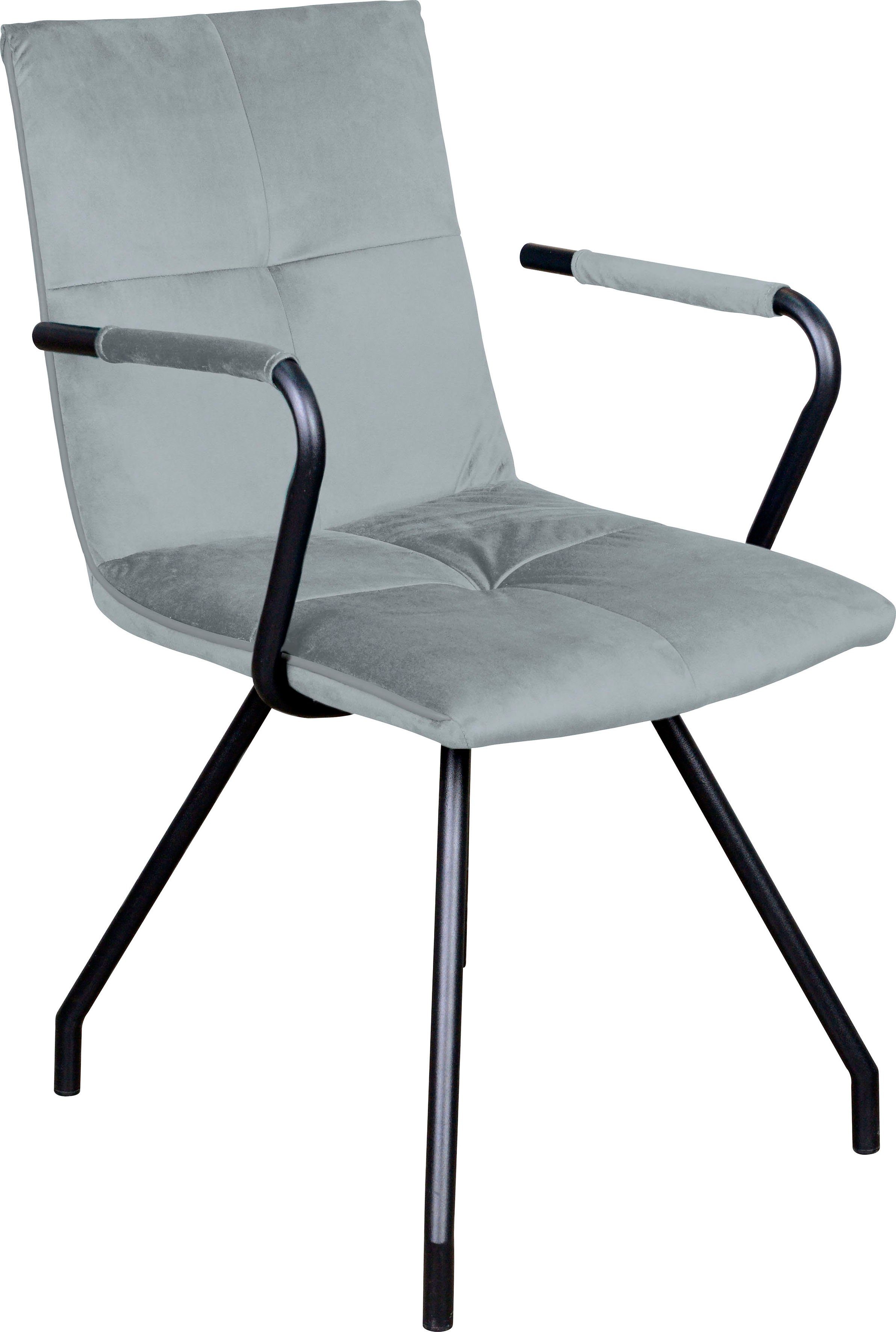 Kayoom Stoel Eaden 225 2-pack, fluweelachtige stofbekleding, paspel van kunstleer stijlvol, onderhoudsvriendelijk, eigentijdse kleurstelling, fluweelachtige stofbekleding (set, 2 stuks)