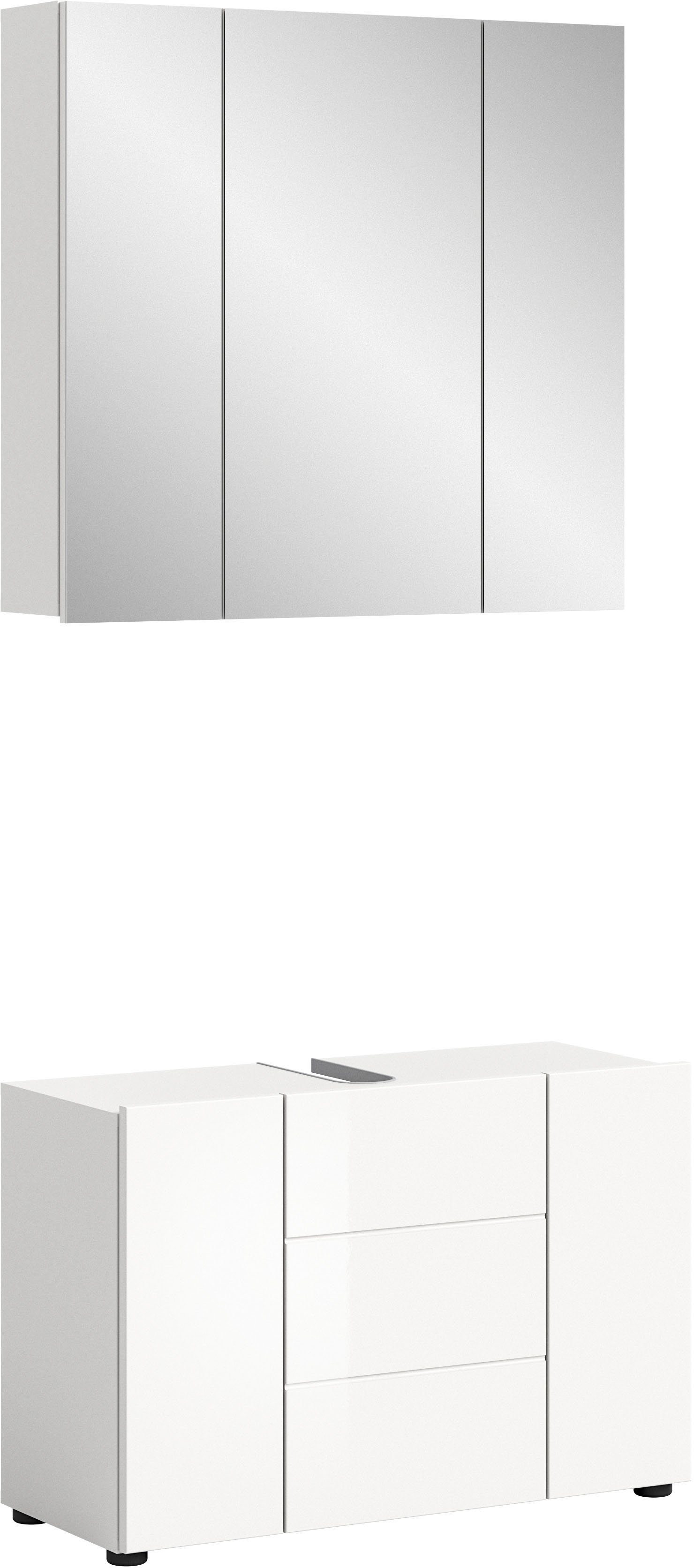 welltime Badmeubelset BIEL, TOPSELLER!, 2-delig, hoogwaardige MDF front, groeflook (2 stuks)
