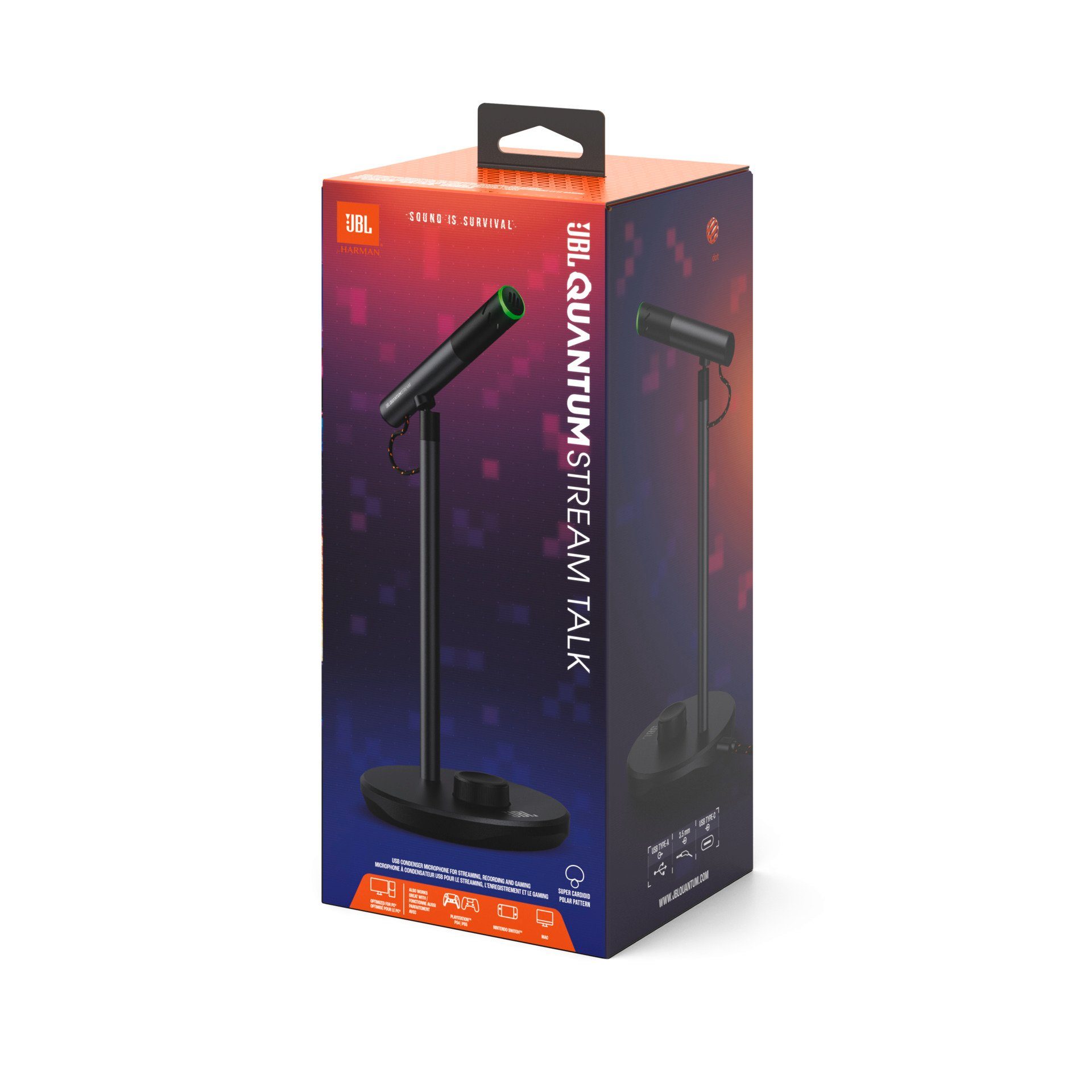 JBL Streaming-microfoon QUANTUM STREAM TALK met ruisonderdrukking en geïntegreerde schokdetectiesensor