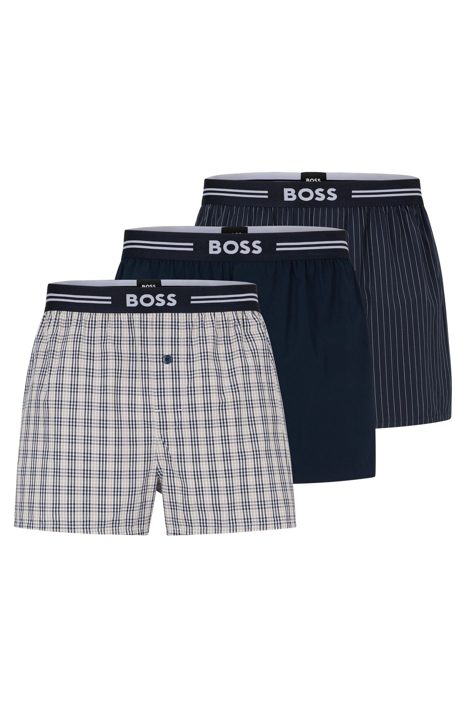 BOSS Boxershort 3P WOVEN BOXER met opening met knop (3 stuks)