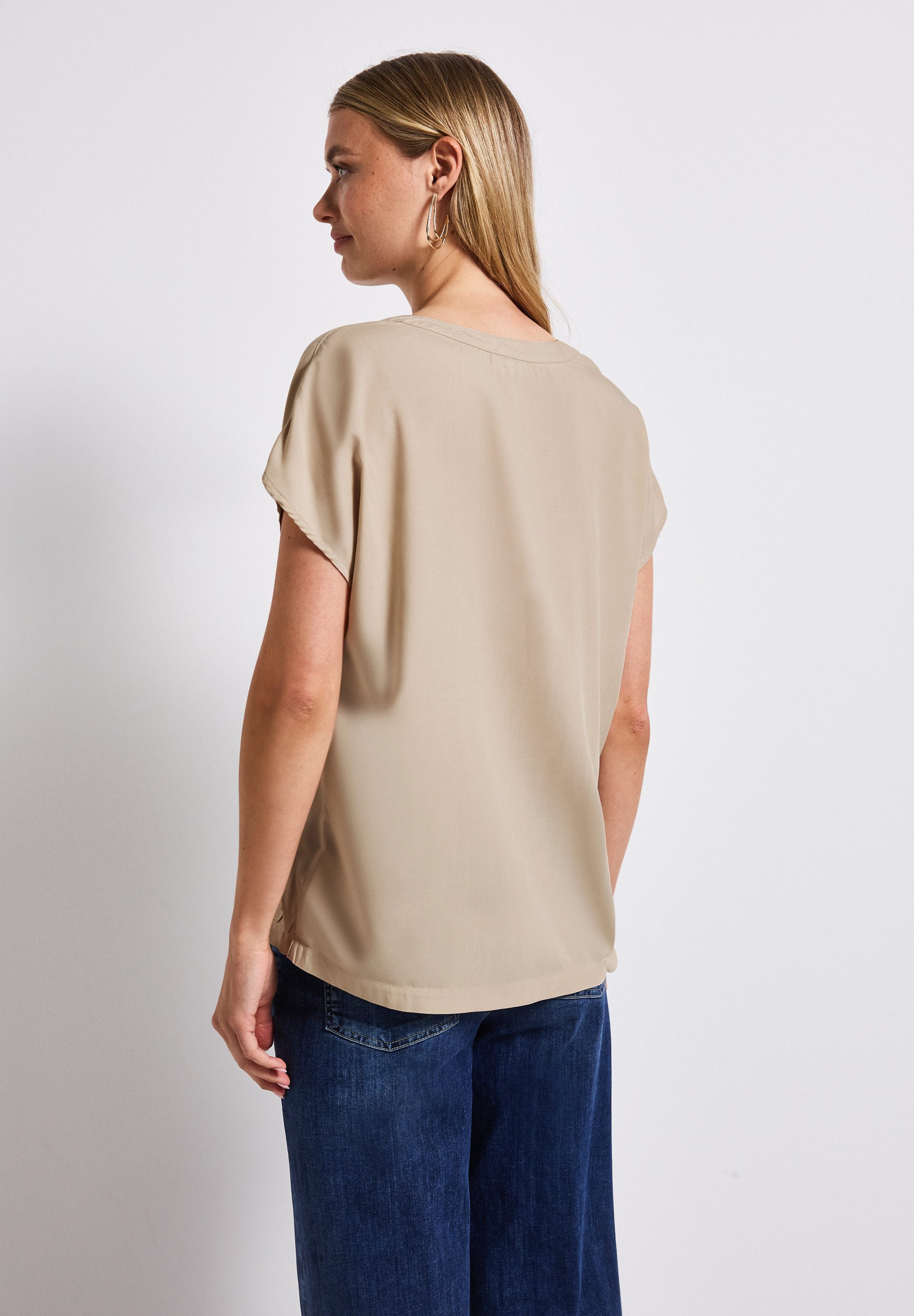 STREET ONE Blouse met korte mouwen Hals met split
