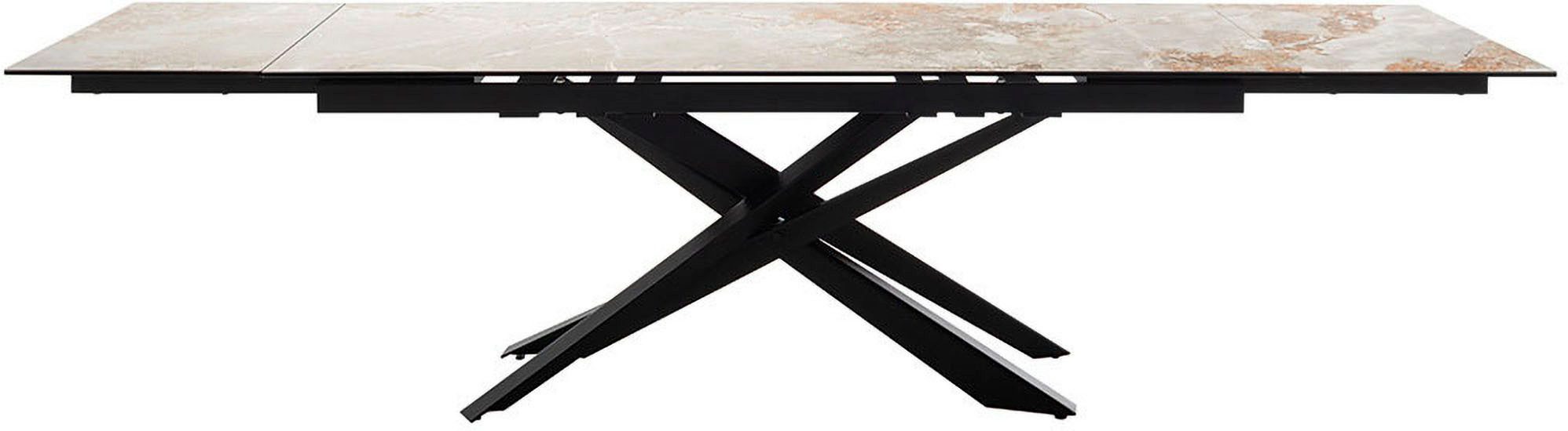 MCA furniture Eettafel TESERO uitschuifbare tafel 200-300 cm Keramiek, metaal, marmer-look, uittrekbaar, belastbaar tot 100 kg, 10-12 personen