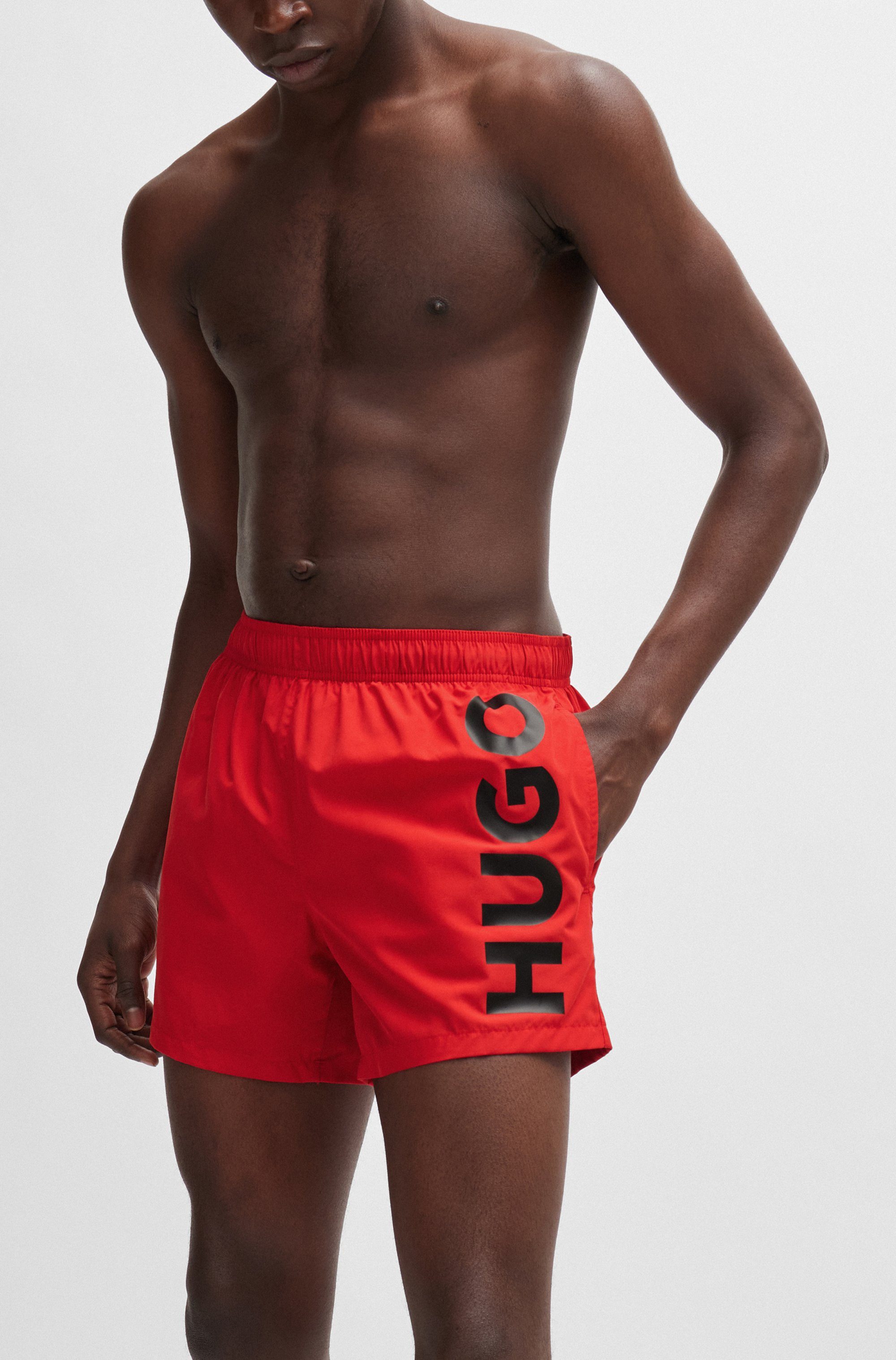 HUGO underwear Zwemshort ABAS zijwaarts met grote hugo logo-print