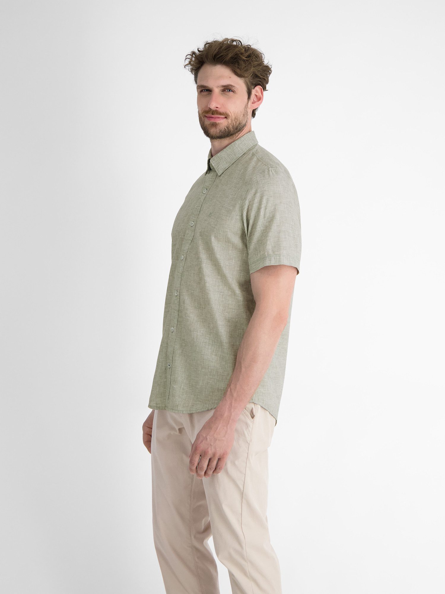 Lerros Overhemd met korte mouwen LERROS kortarmig overhemd met verborgen button-down kraag