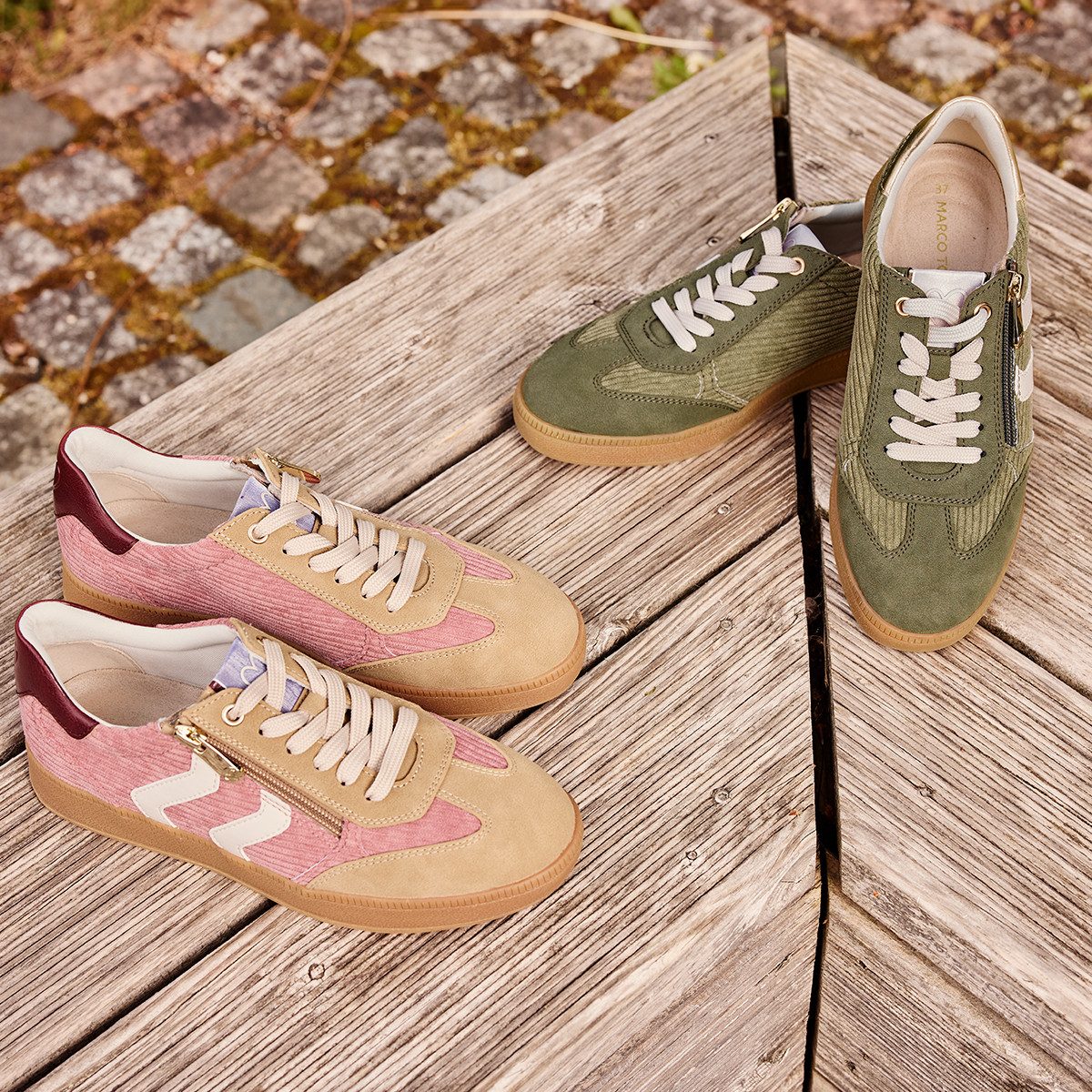 Marco Tozzi Plateausneakers vrijetijdsschoen, lage schoen, veterschoen met contrastafwerkingen