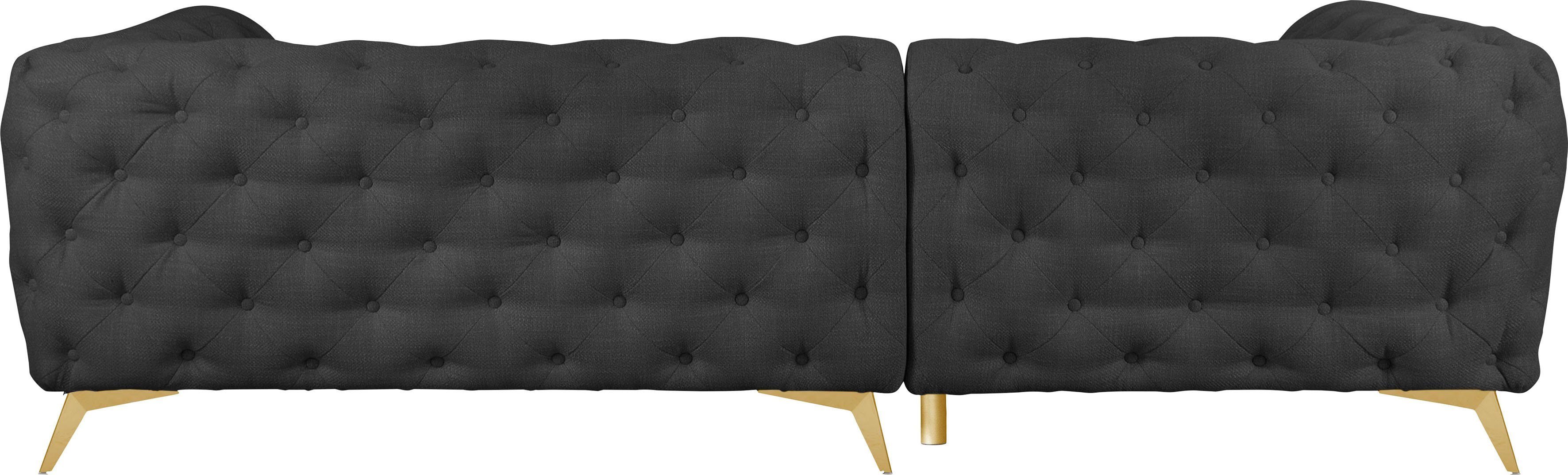 Leonique Chesterfield-bank Glynis L-vorm luxueuze capitonnage, moderne chesterfield look, kleur van de poten ter keuze