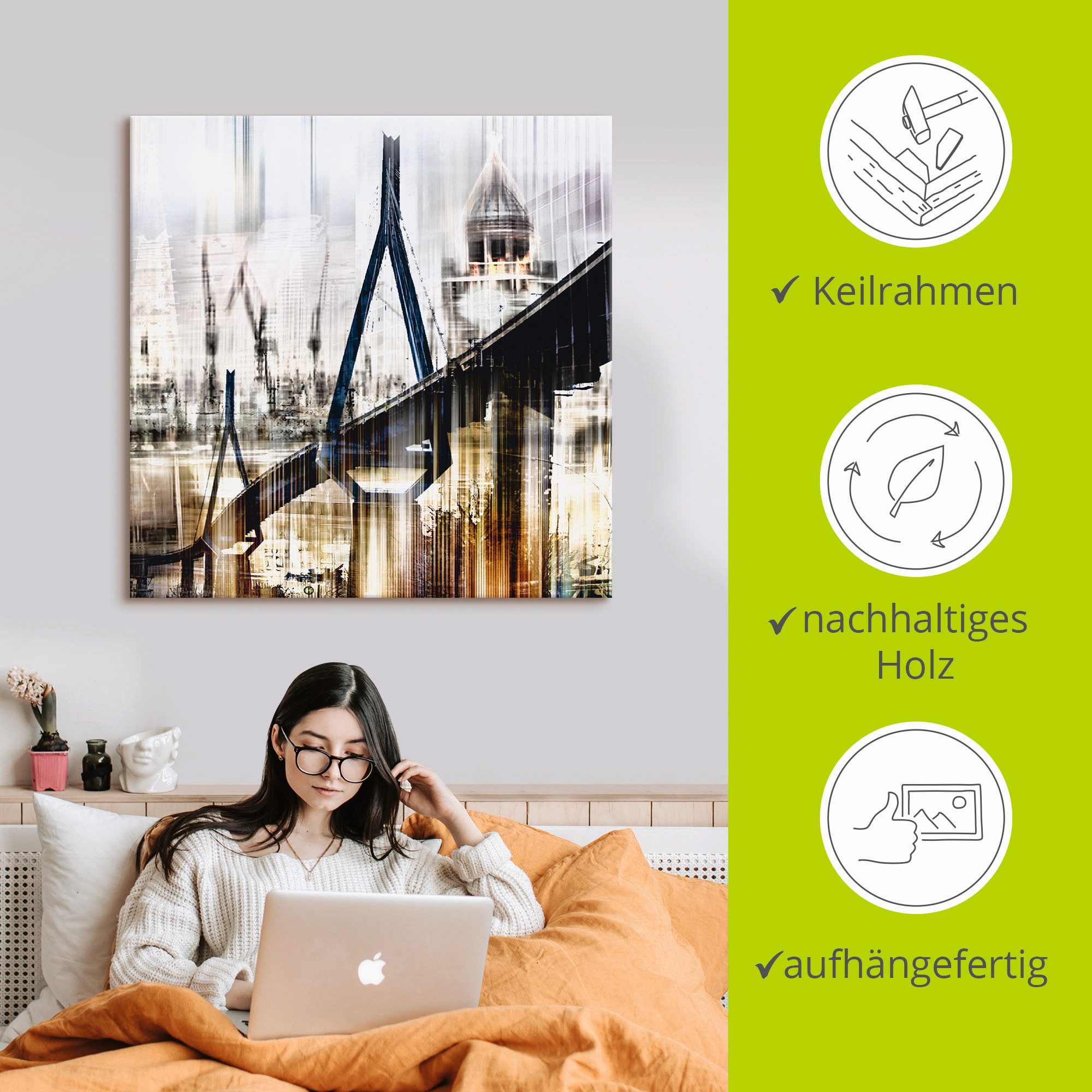 Artland Artprint Hamburg Skyline collage III als artprint op linnen, muursticker in verschillende maten