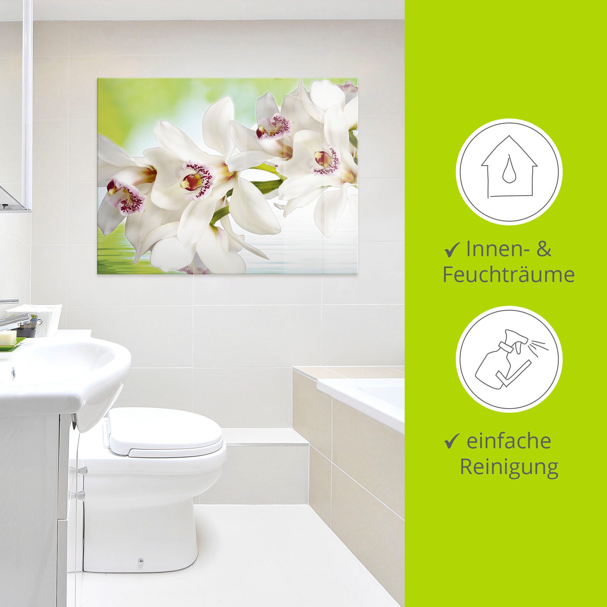 Artland Print op glas Witte orchidee in verschillende maten