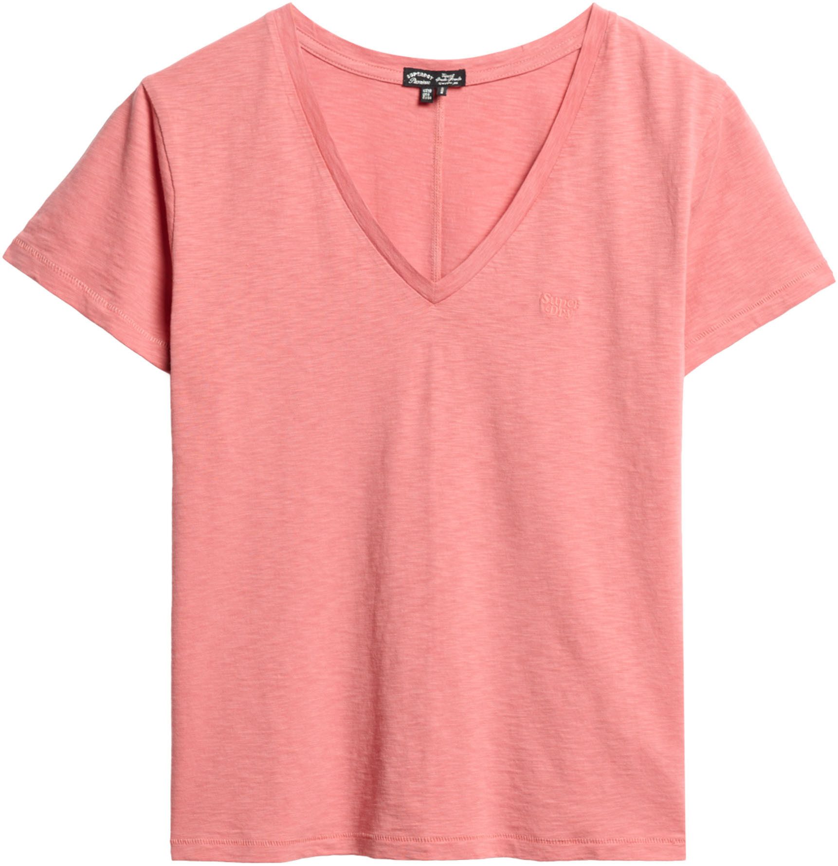 Superdry Shirt met V-hals STUDIOS SLUB EMB VEE TEE gestructureerd t-shirt met v-hals en borduursel
