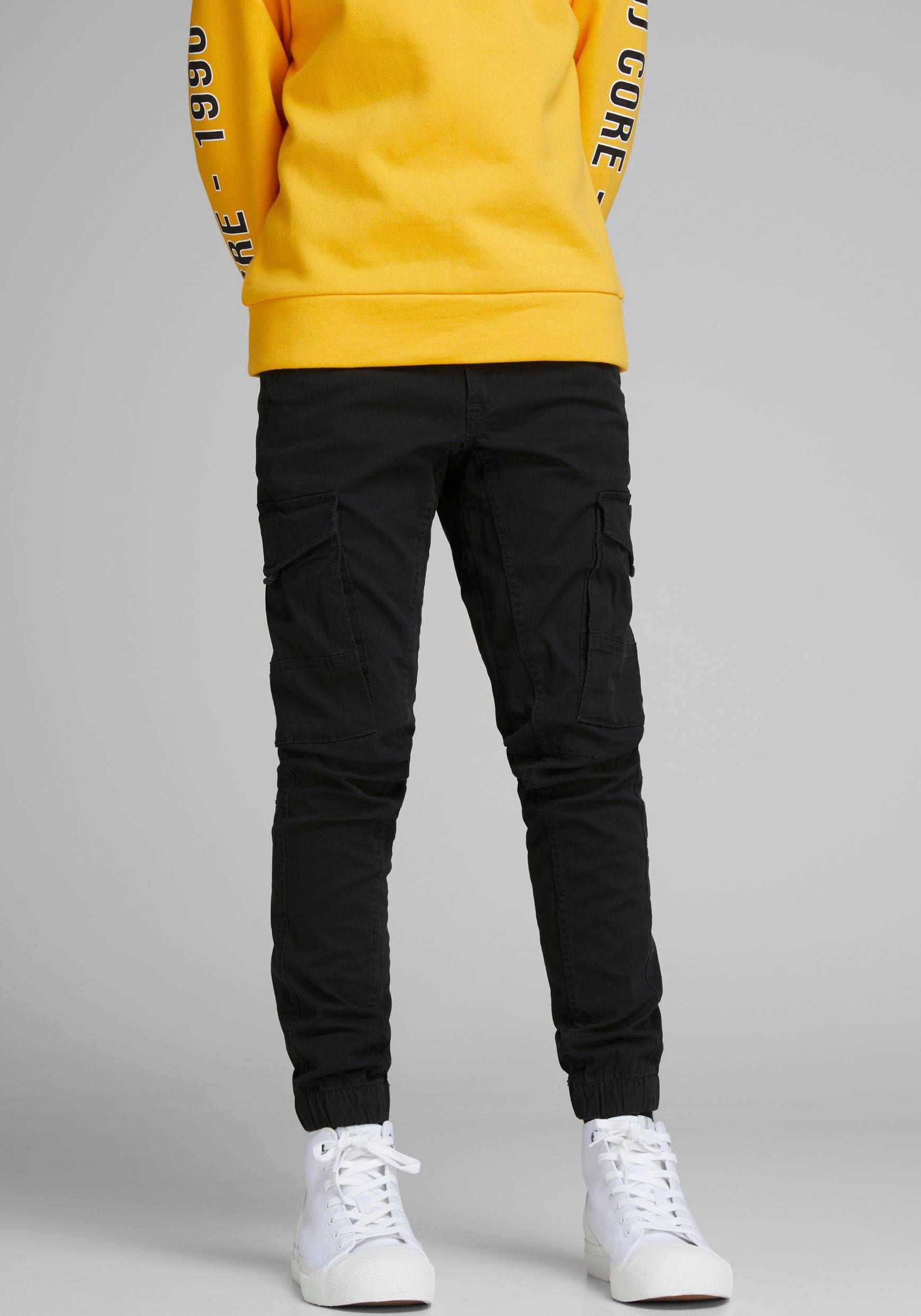 Jack & Jones Junior Cargobroek JPSTPAUL JJFLAKE AKM 542 jongens cargobroeken maat 170 zwart