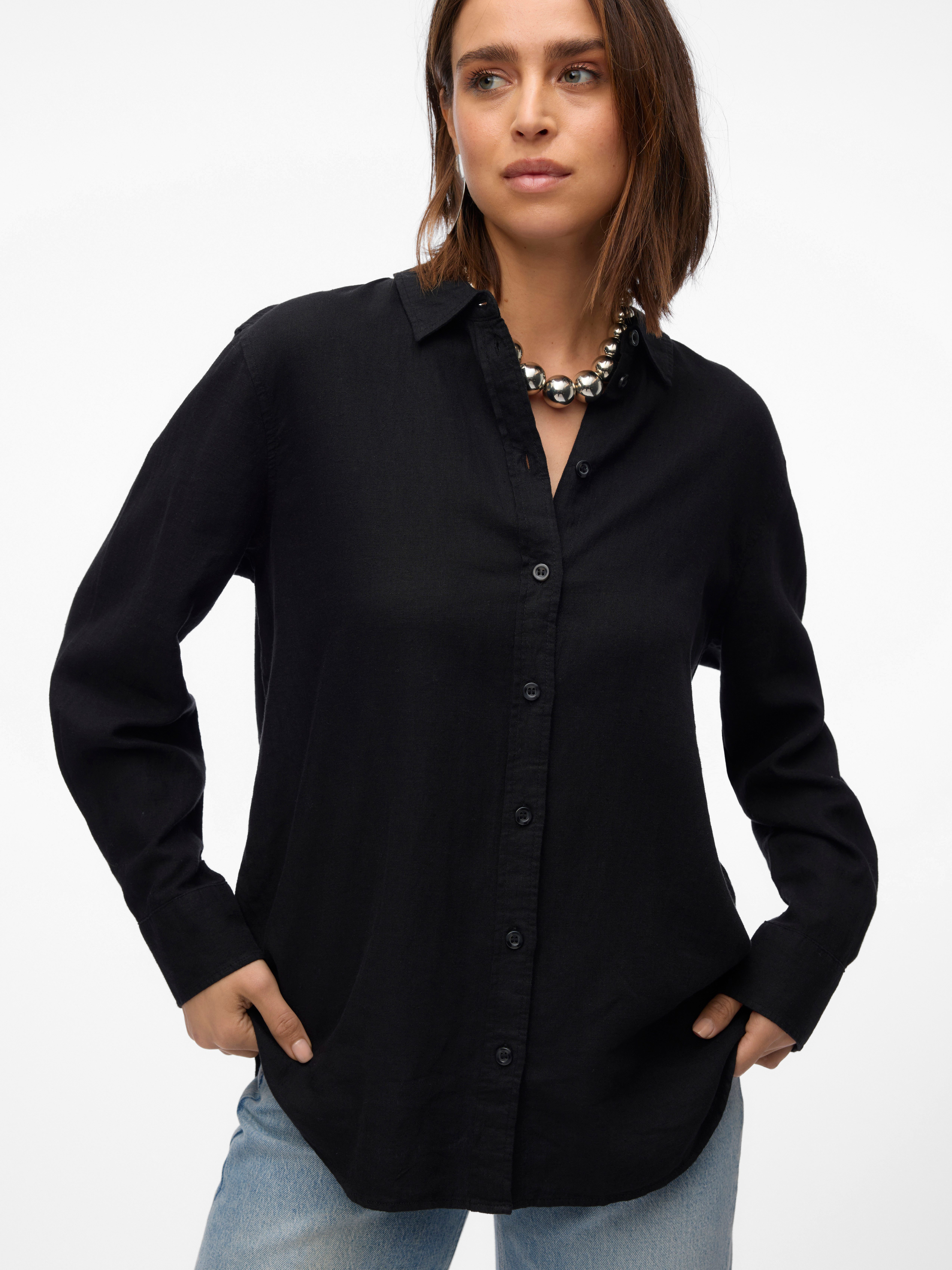 Vero Moda Overhemdblouse VMLINN LINEN LS SHIRT WVN NOOS hoogwaardige kwaliteit met linnen