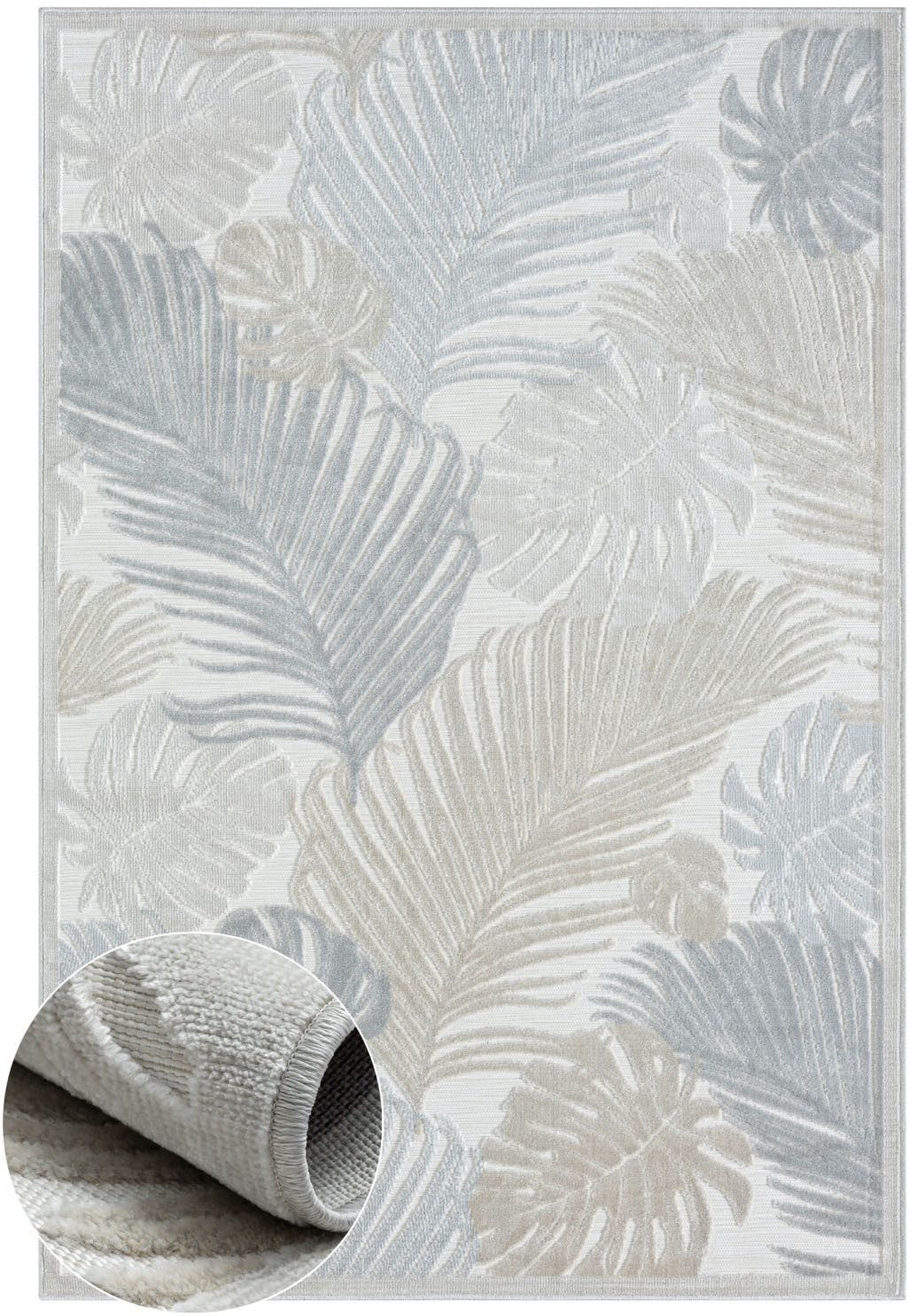 Myflair Möbel & Accessoires Vloerkleed Odette voorraadopruiming Bladerenmotief, hoog-laag effect, geschikt voor buiten, balkon, terras