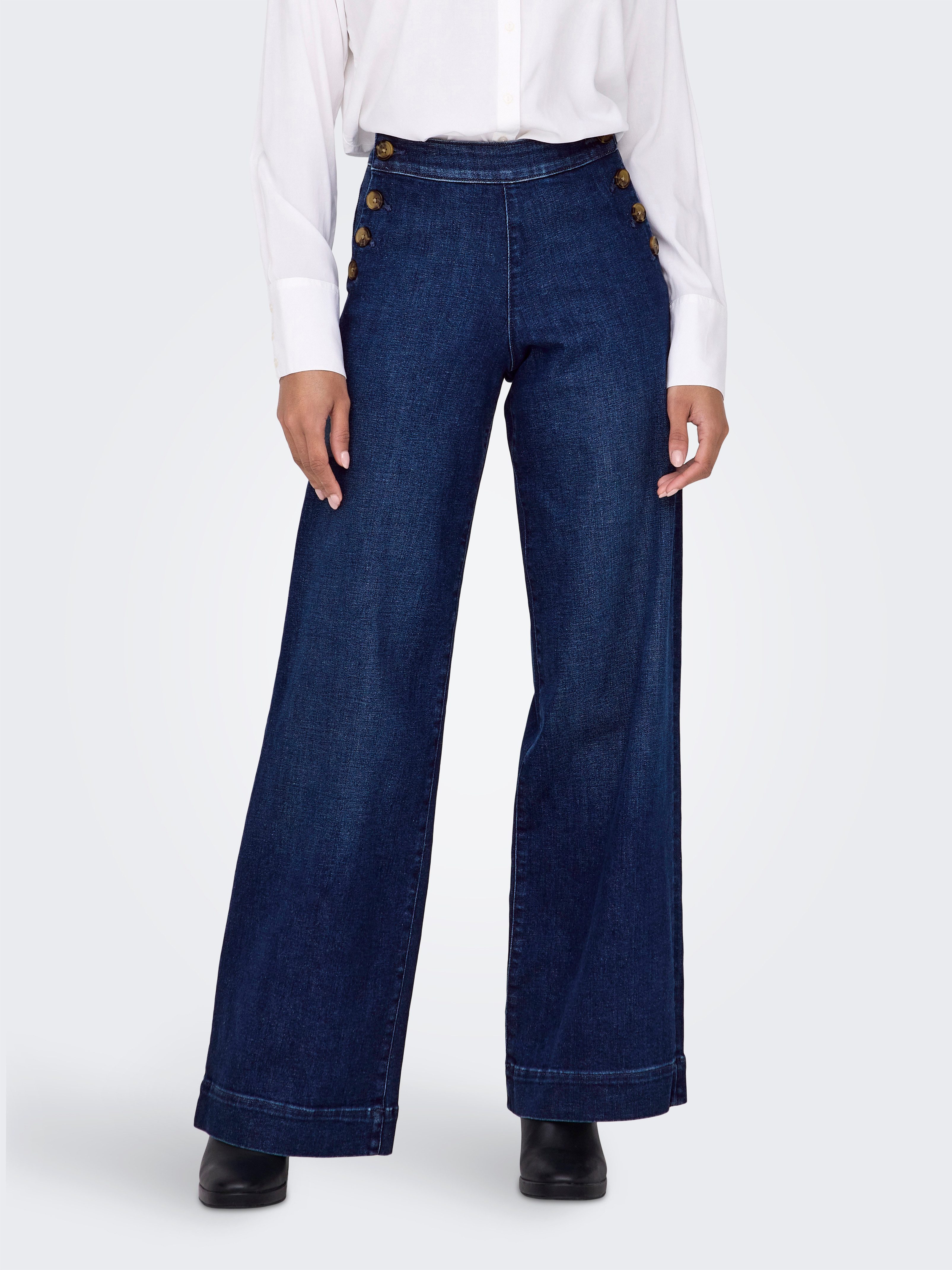 Only High-waist jeans ONLMADISON HW BUTTON WIDE DNM GEN533NOOS