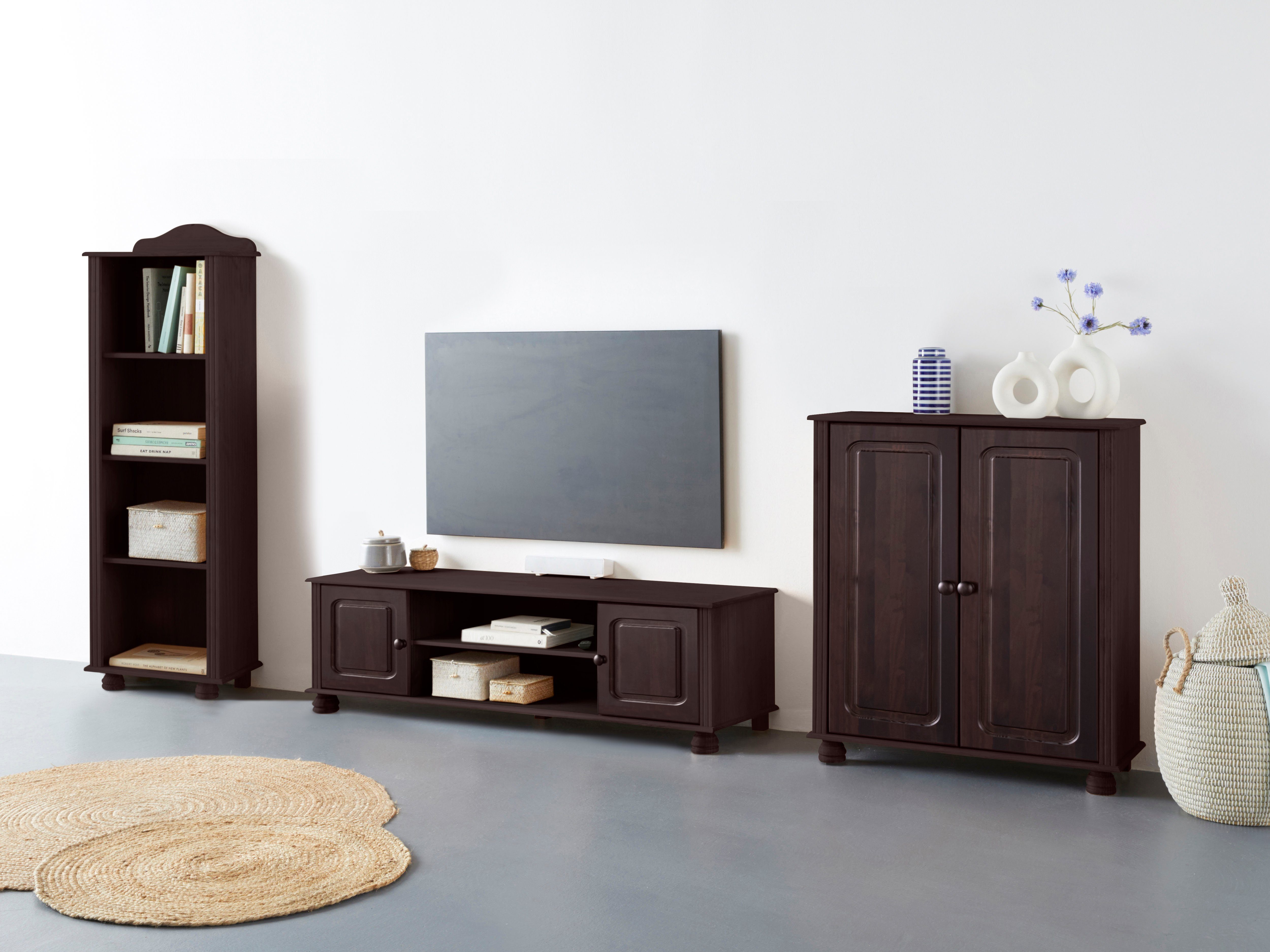 Home affaire Wandmeubel Mette 1 halfhoge kast, 1 boekenkast en 1 tv-meubel zonder wandboard (3-delig)