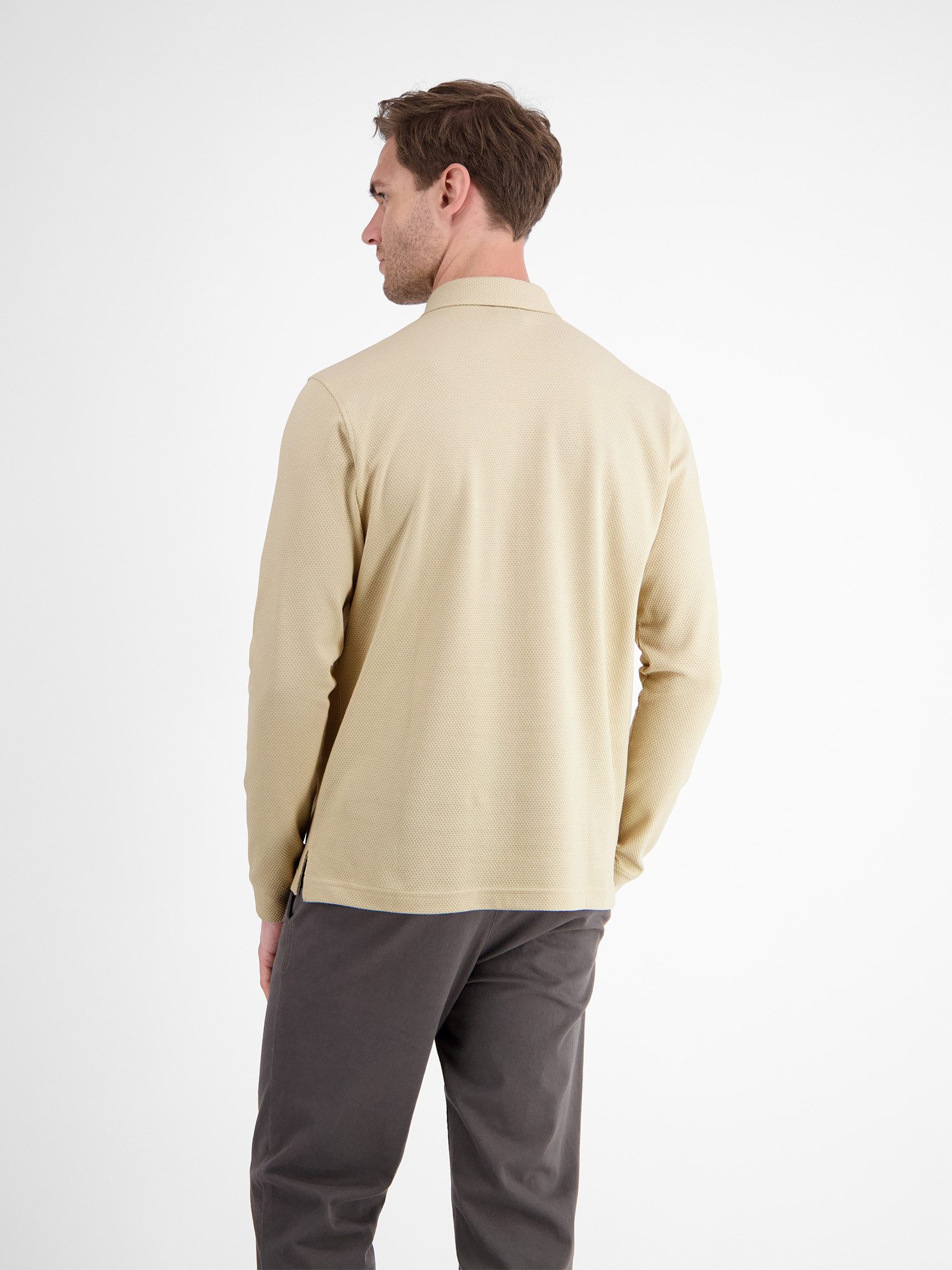 Lerros Poloshirt met lange mouwen LERROS Heren-lange mouwen polo in wafeloptiek