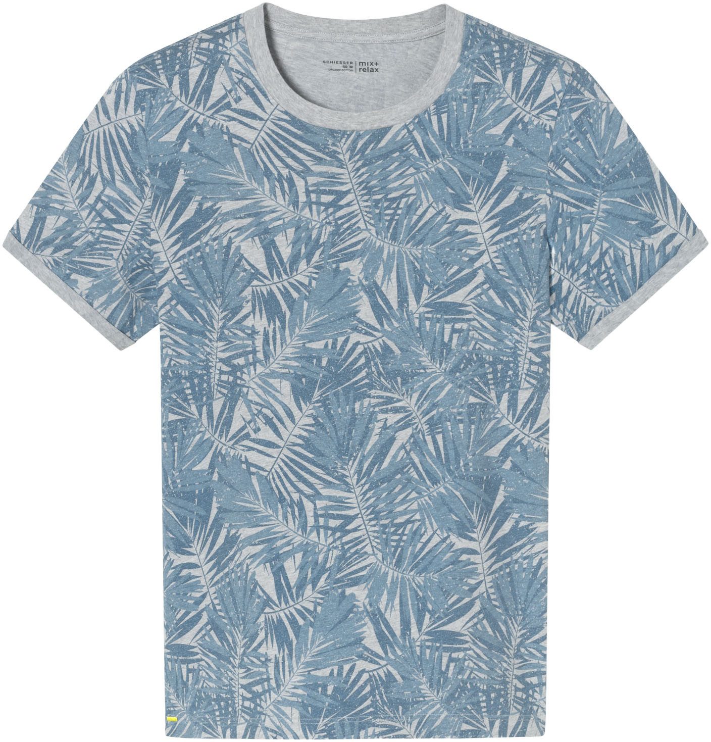 Schiesser T-shirt Mix+Relax met geribbelde ronde hals en omgeslagen mouwzoom