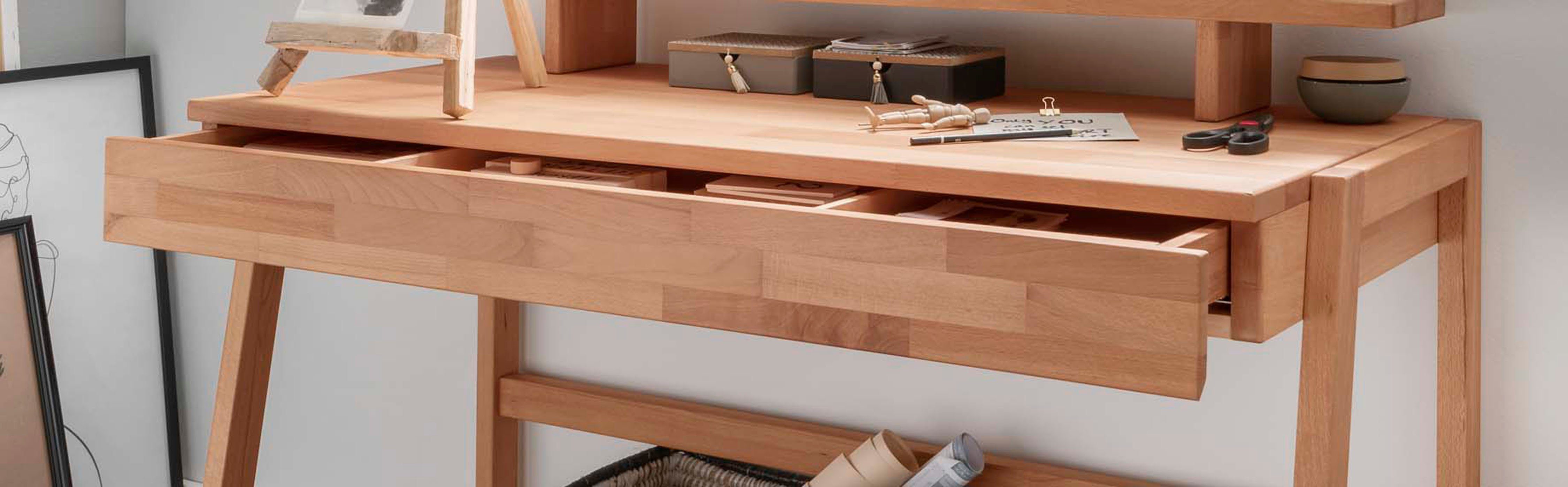 Home affaire Laptoptafel Dura van massief hout, laden met soft-closetechniek