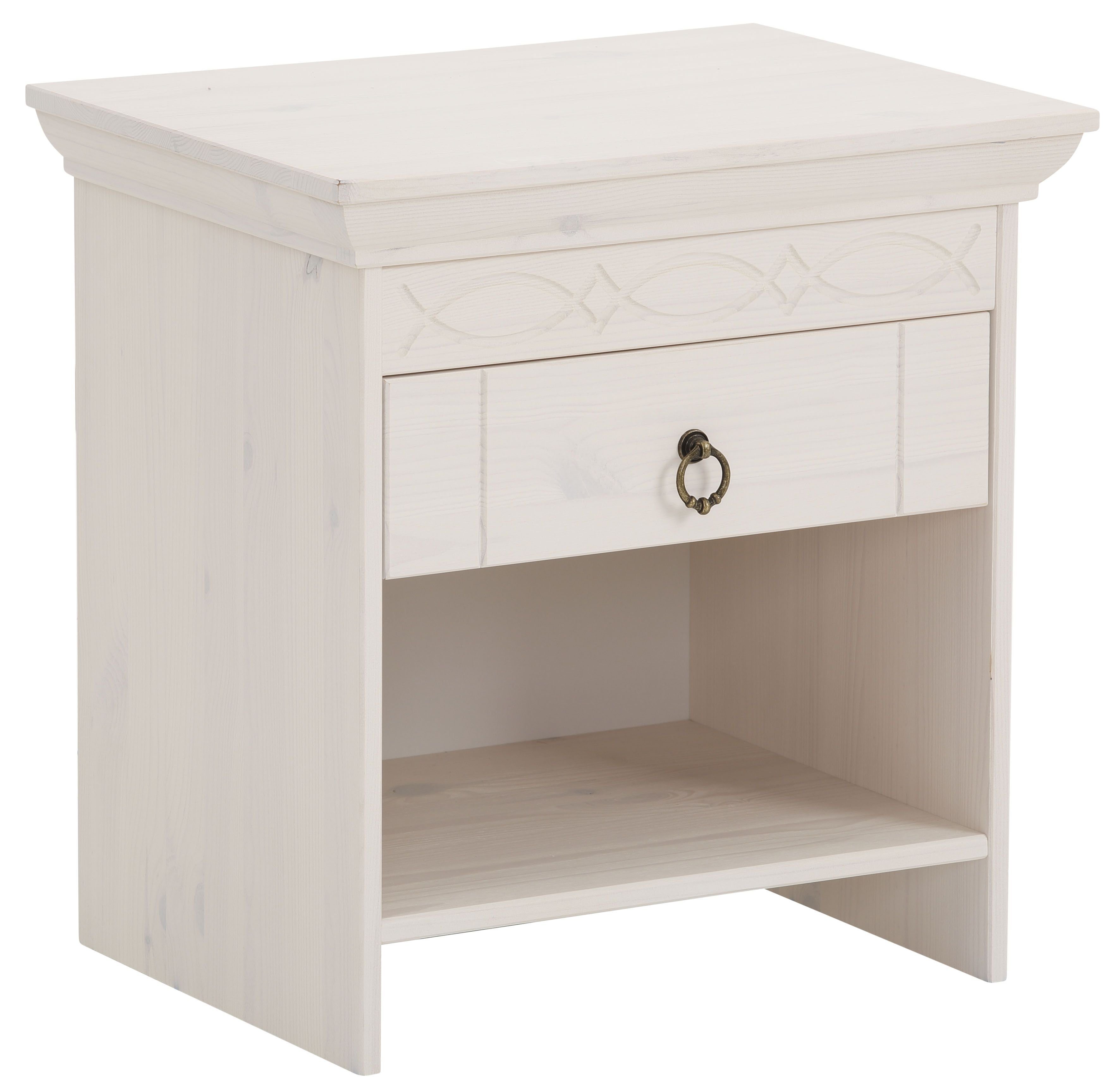Home affaire Nachtkastje Indra Nachtkastje met decoratief freeswerk, breedte: 50 cm nachtkastjes wit