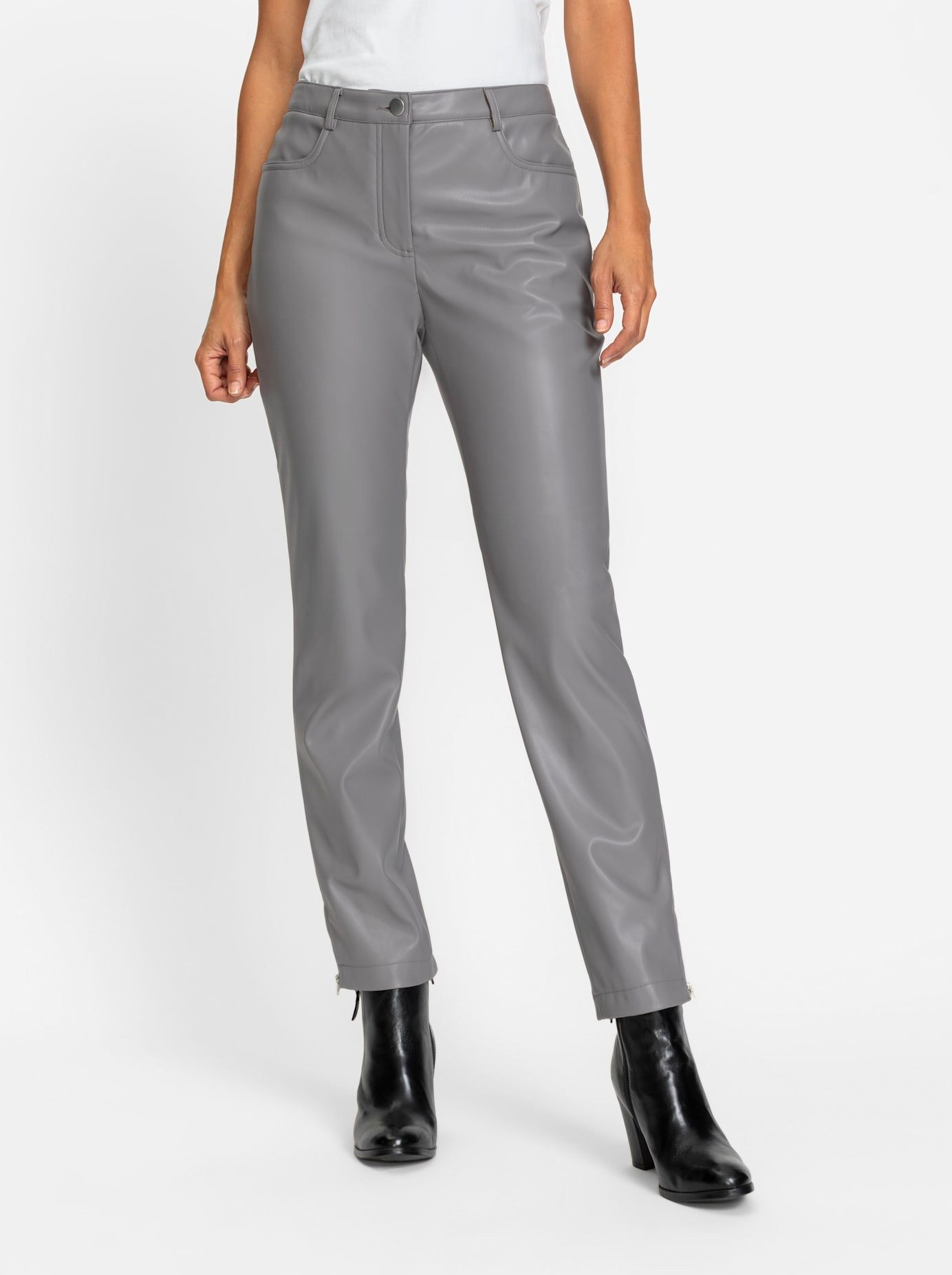 Classic Inspirationen Imitatieleren broek dames imitatieleren broeken maat 25 grijs