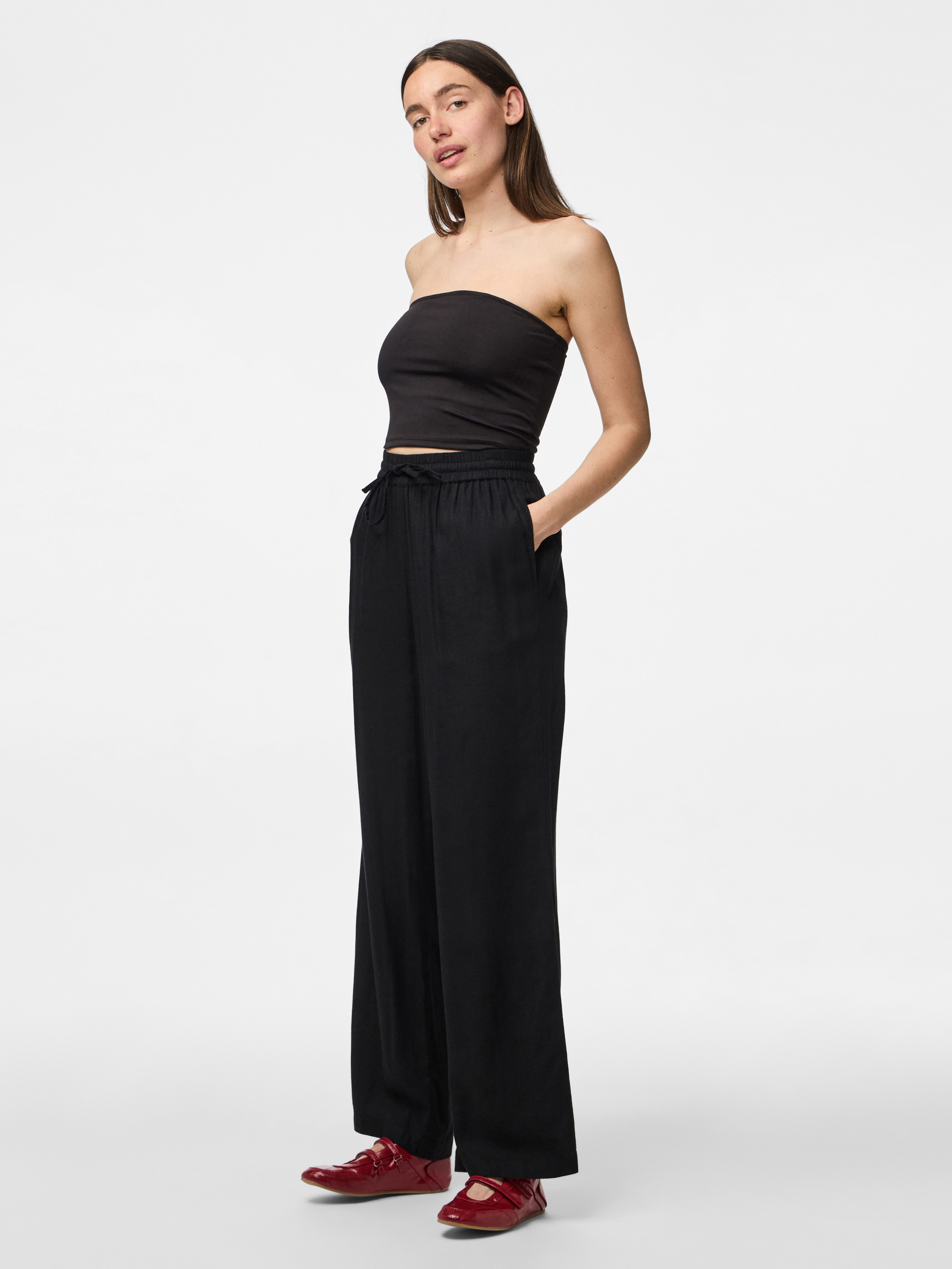 pieces Comfortbroek PCPIA HW WIDE PANTS WVN NOOS