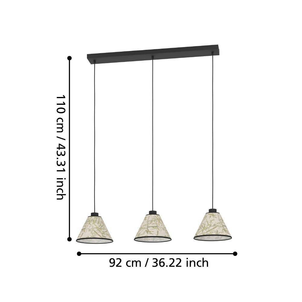 EGLO Hanglamp OXPARK Hanglamp, eetkamerlamp, textiel met bamboe bladeren, hanglamp (1 stuk)