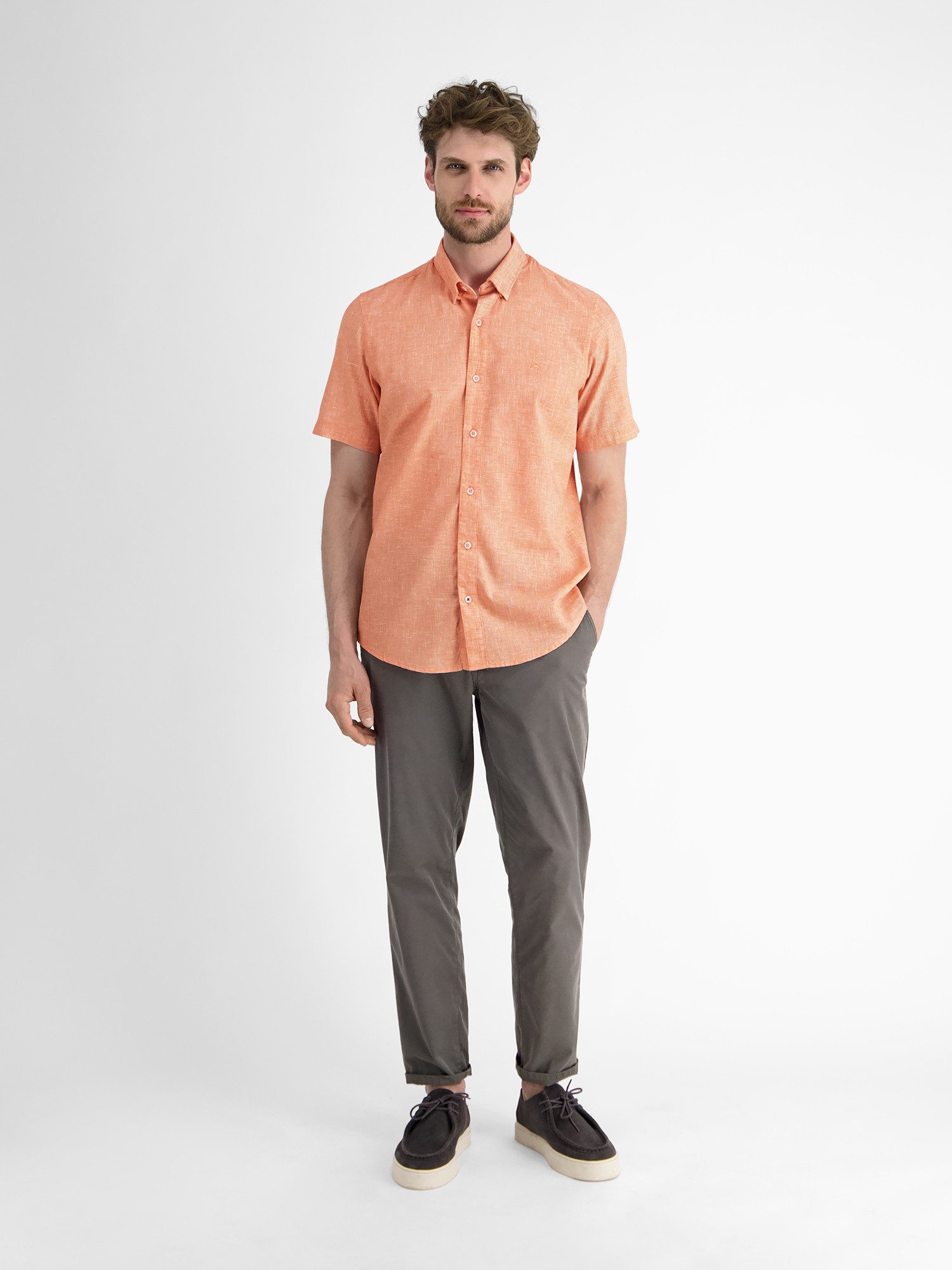 Lerros Overhemd met korte mouwen LERROS kortarmig overhemd met verborgen button-down kraag