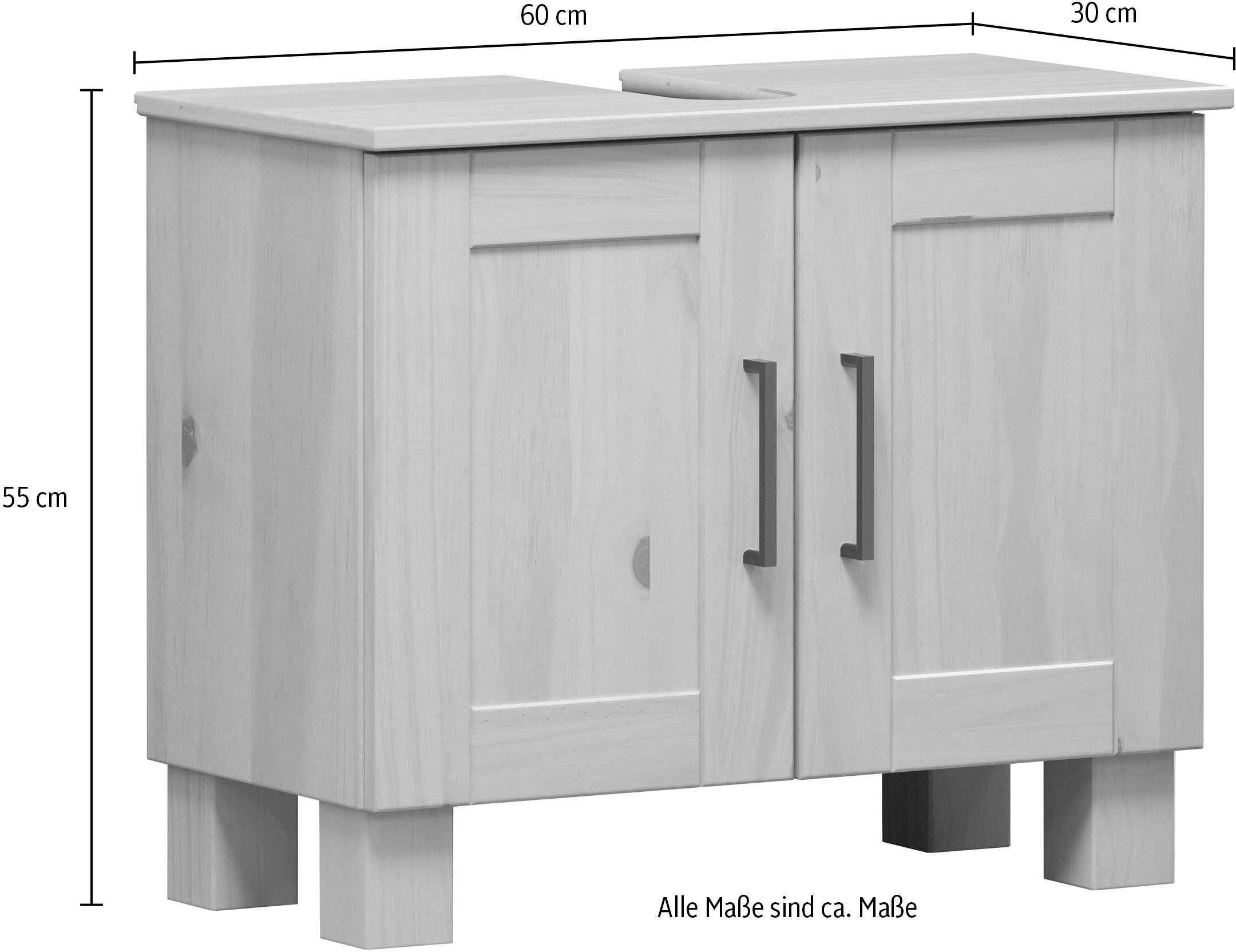 welltime Wastafelonderkast Ulea Wastafel van massief hout met handgrepen - afmetingen (B/D/H) 60/30/80 cm (1 stuk)