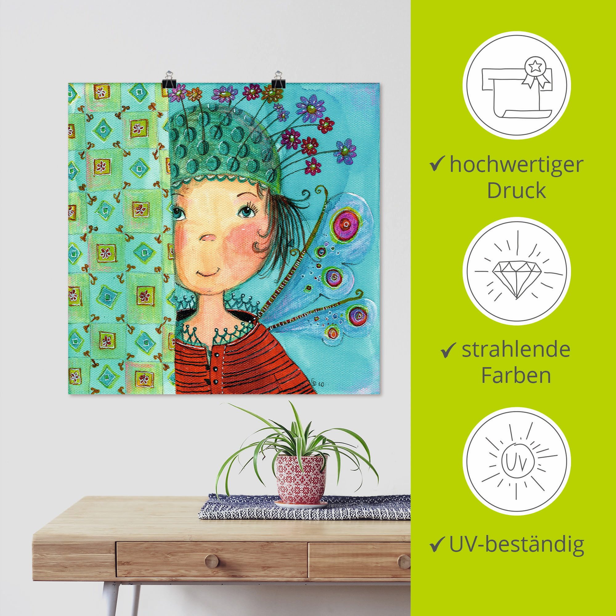 Artland Artprint Engeltje verstopt zich als artprint op linnen, poster in verschillende formaten maten