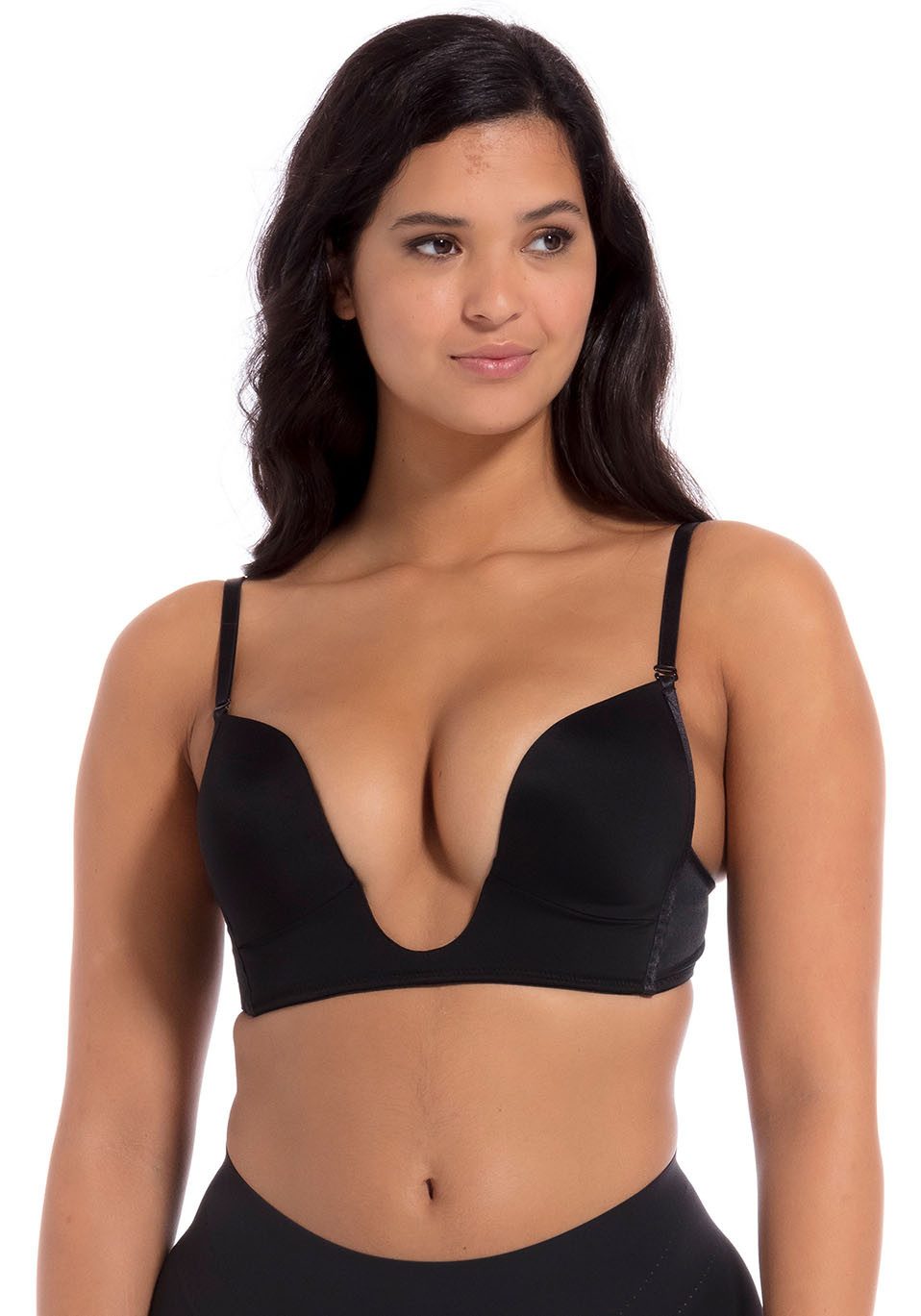 Magic Body Fashion Beugelloze-bh V-Bra extreem diep vallende halslijn en extra diepe rug dames bh's zonder beugel maat 80 zwart