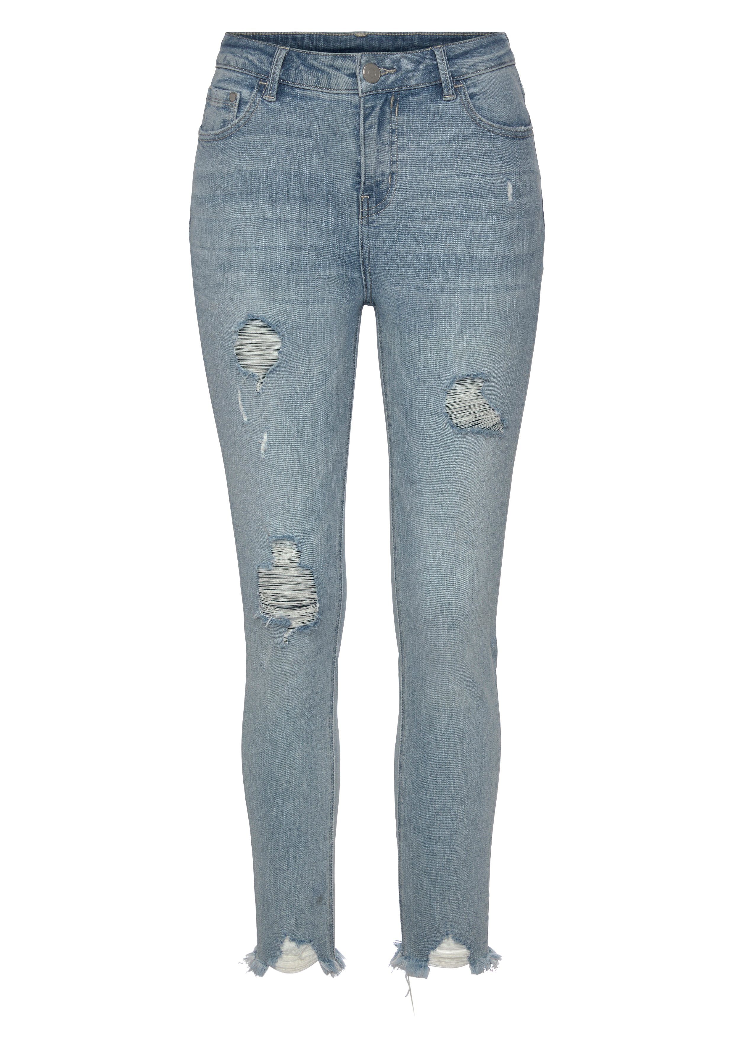 Buffalo Destroyed jeans met rafelende broekspijpen en stretchpercentage, smalle pasvorm
