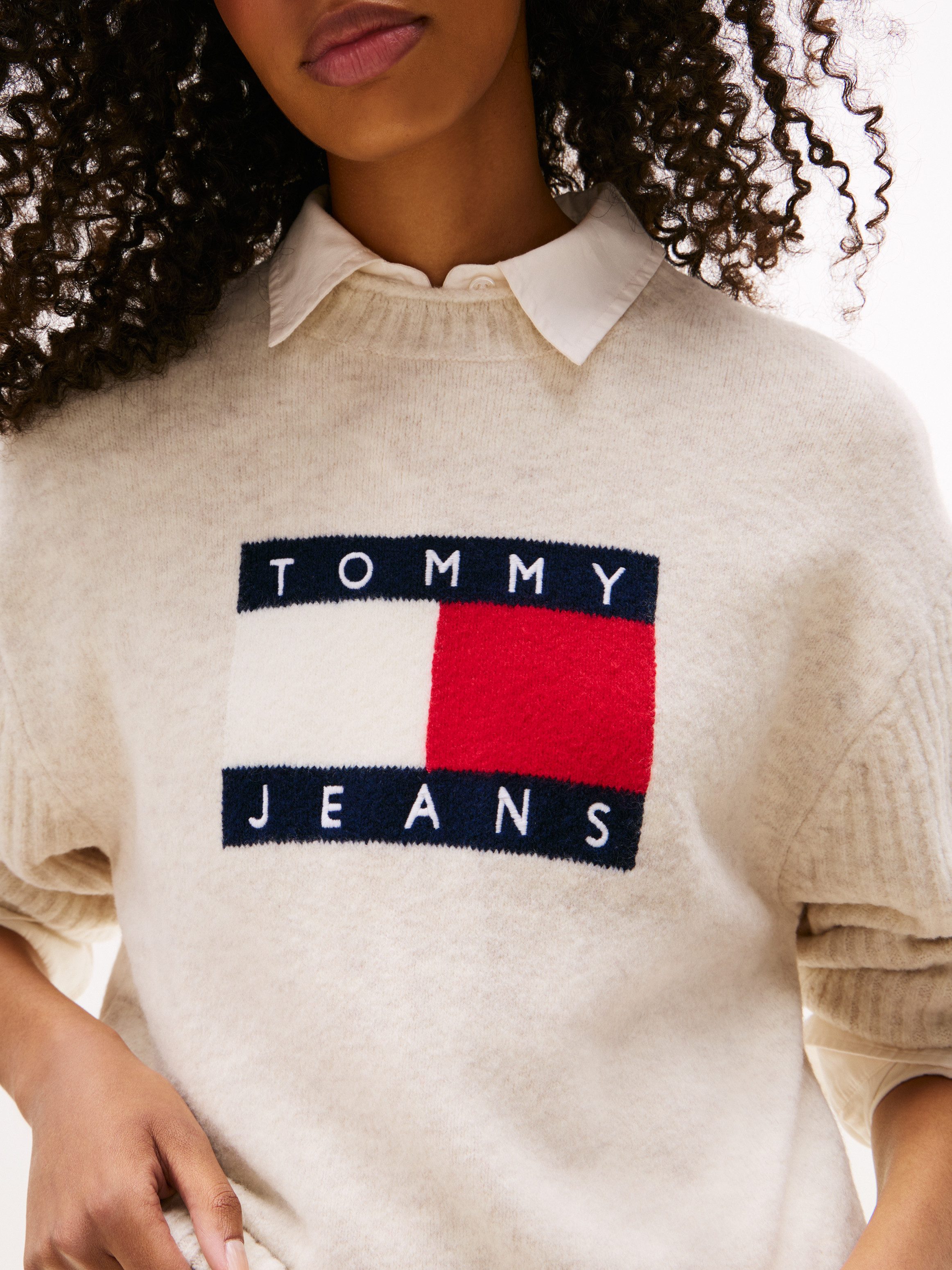 TOMMY JEANS Gebreide trui TJW MELANGE FLAG SWEATER RIB EXT