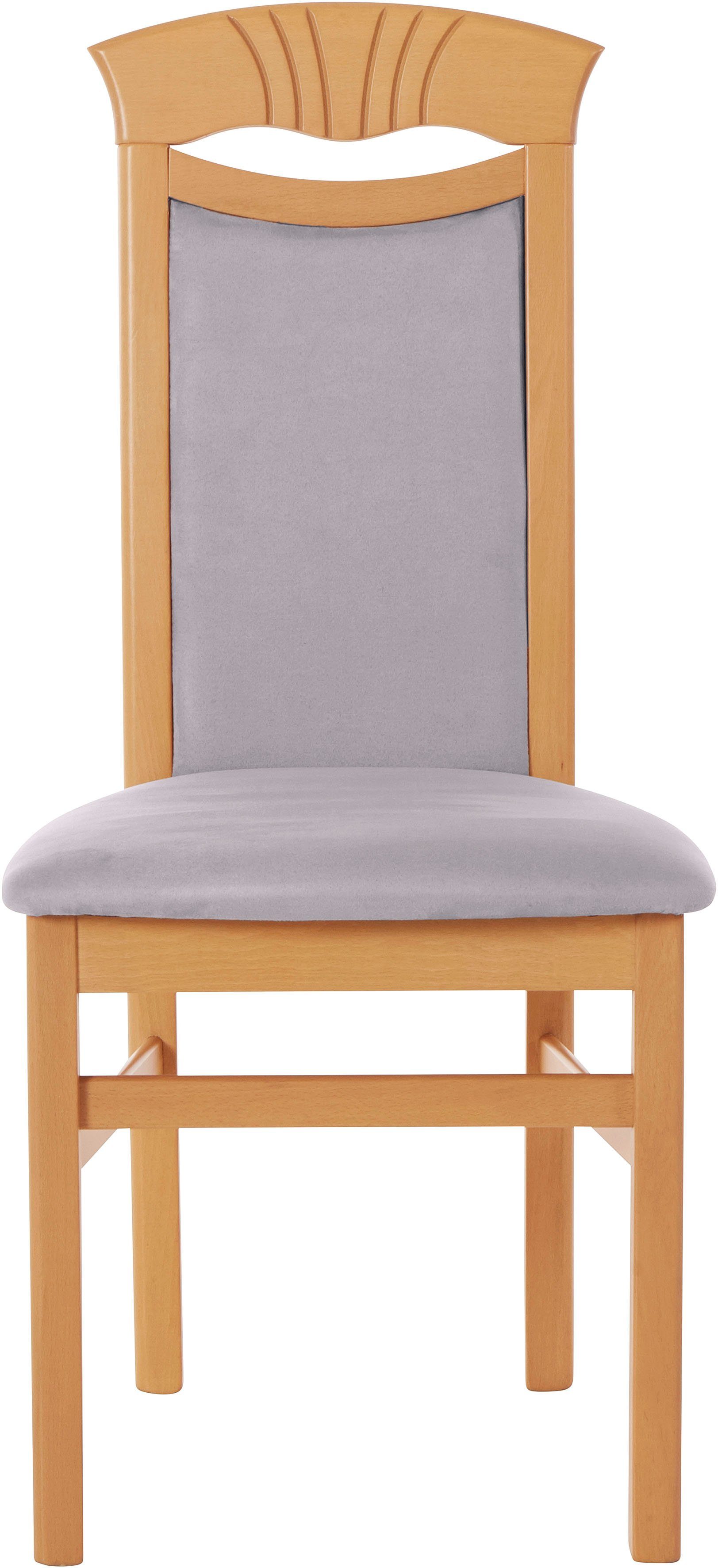 Home affaire Eetkamerstoel Franz slijtvast microvezel, onderstel beuken naturel of wit, houten stoel (set, 2 stuks)