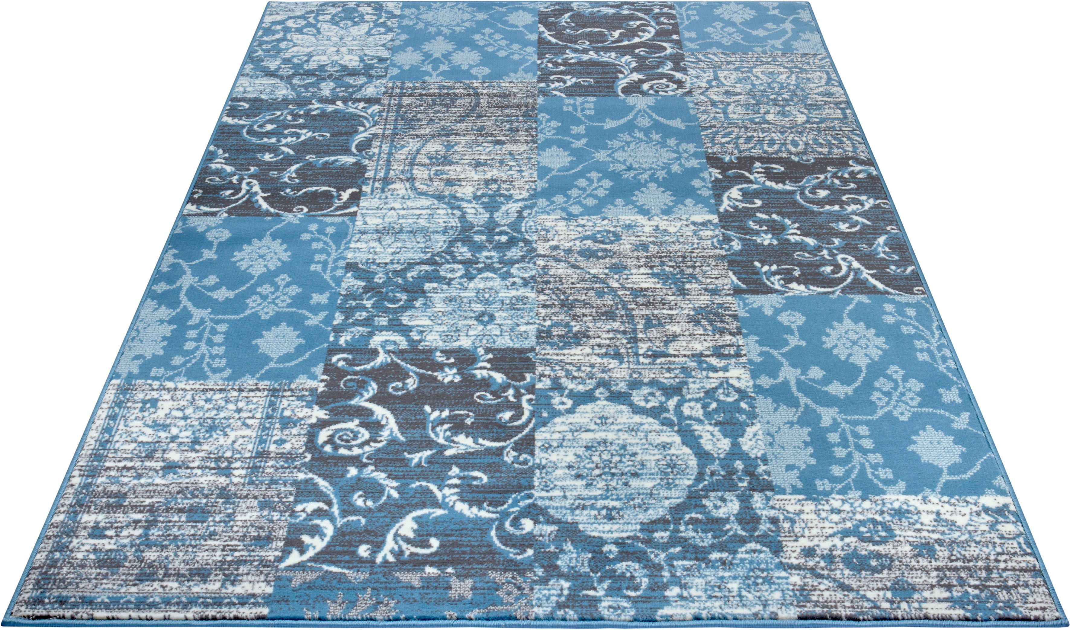 Patchwork vloerkleed Bloques - lichtblauw 80x150 cm