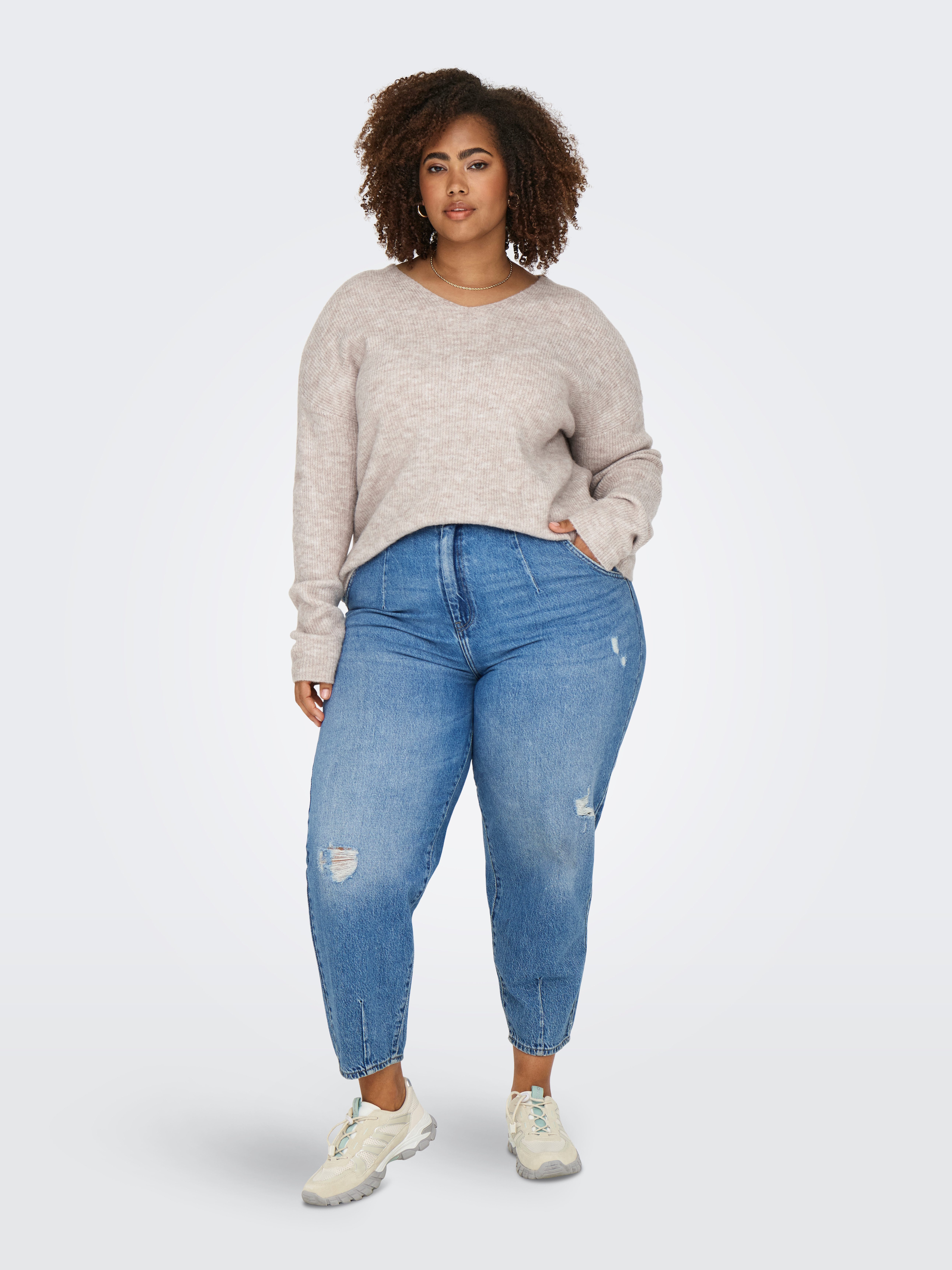 ONLY CARMAKOMA Gebreide trui CARCAMILLA V-NECK L/S PULLOVER KNT NOOS