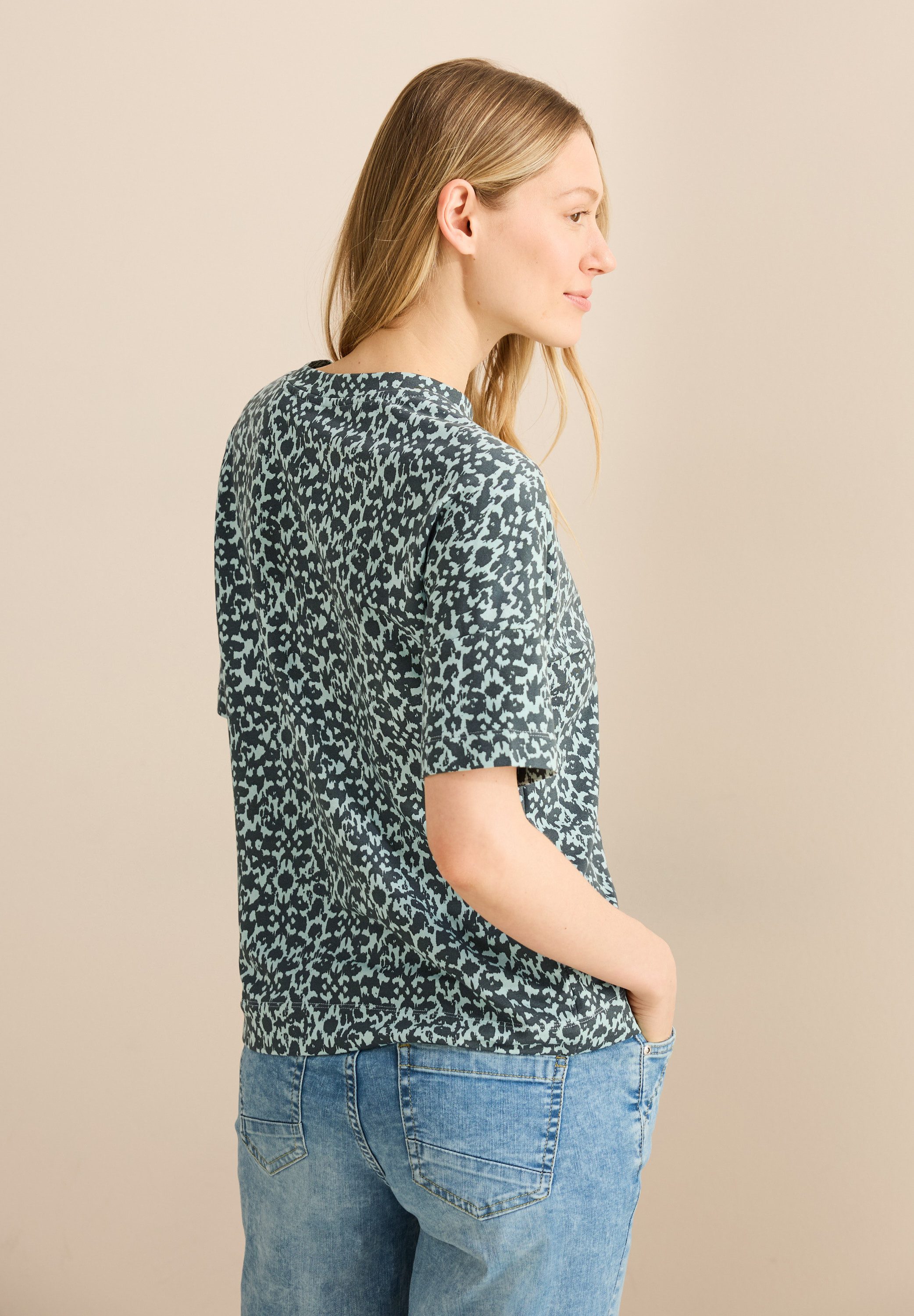 Cecil Shirt met print met minimalprint en knoopdetail