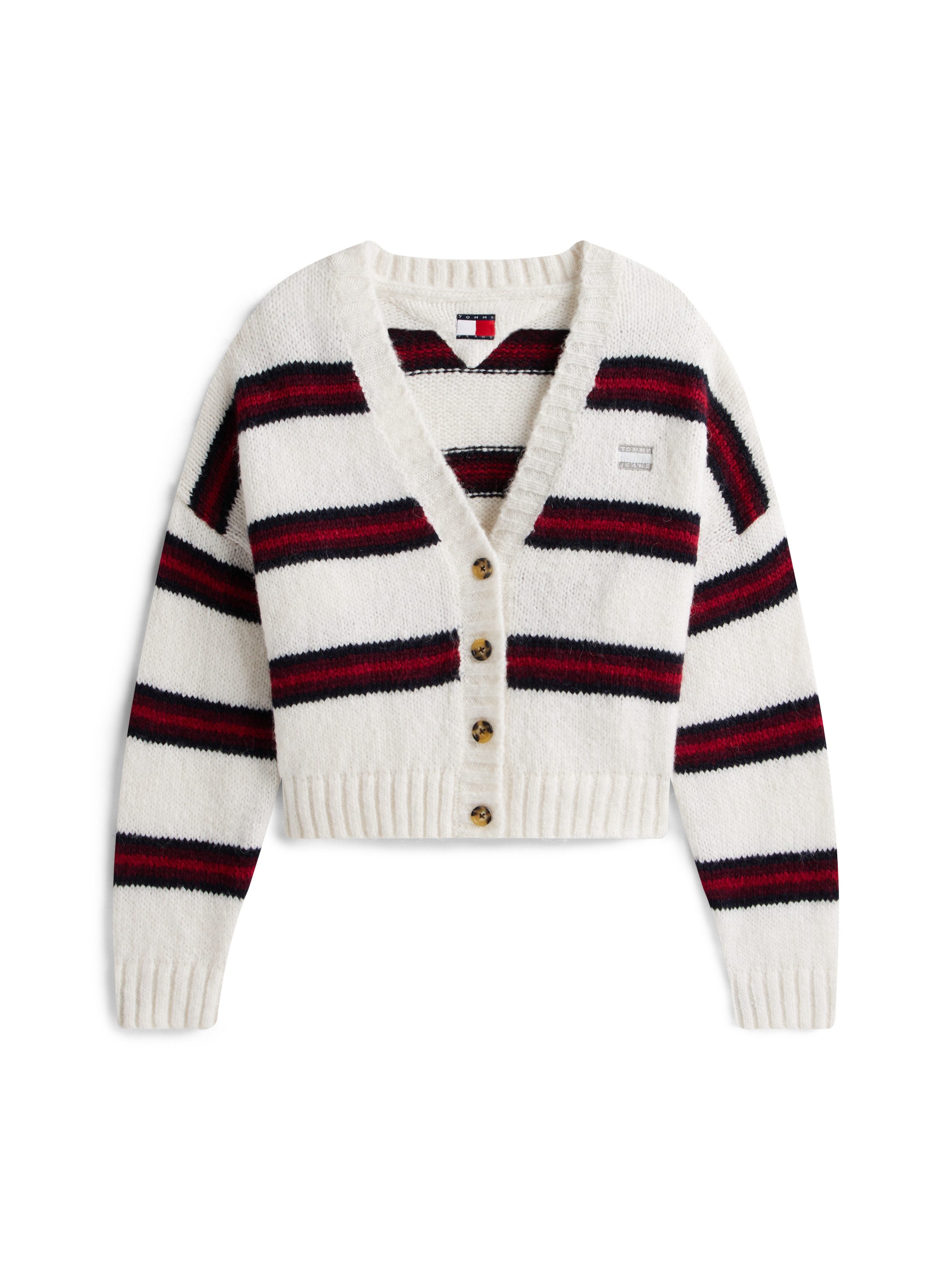 TOMMY JEANS Vest TJW BADGE STRIPE FLUFF CARDI EXT