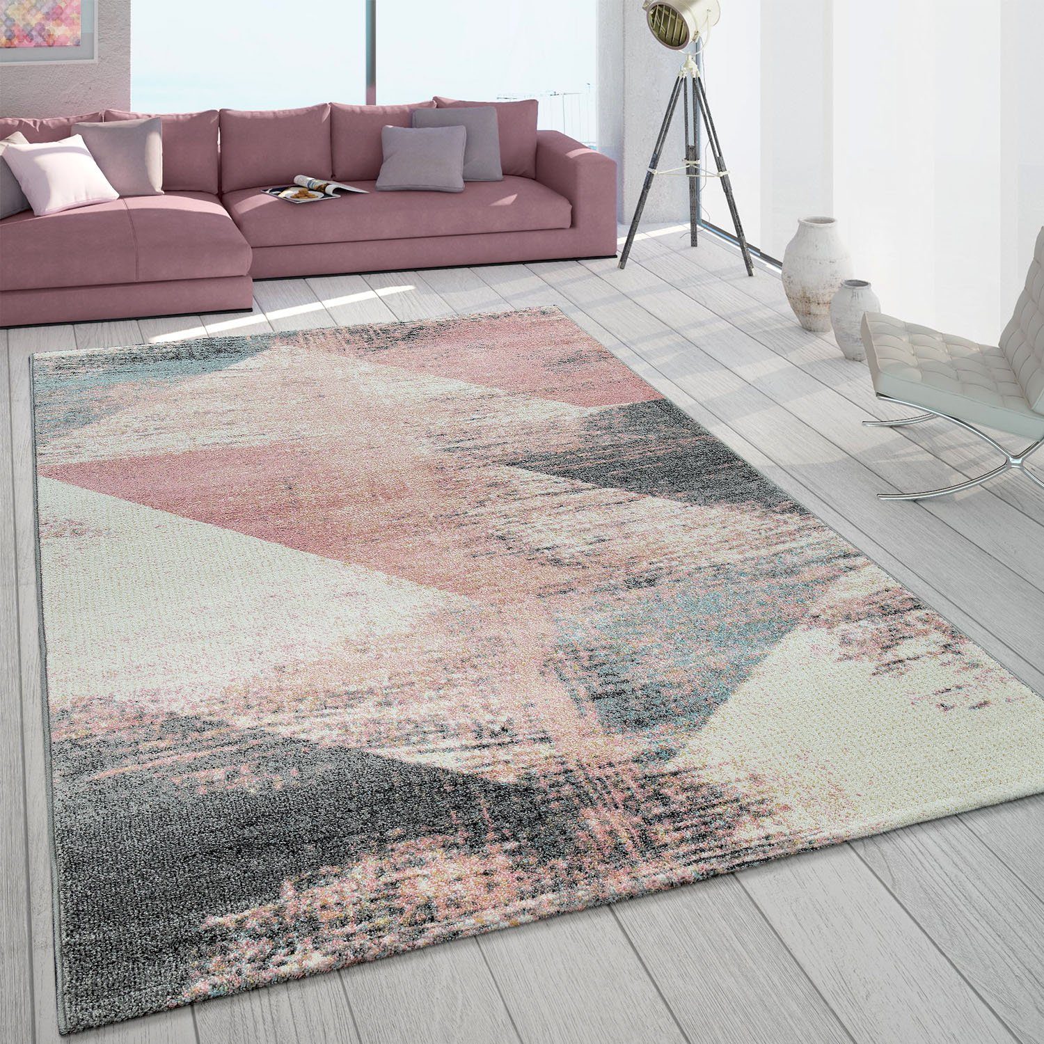 Paco Home Vloerkleed Mero 102 Korte pool, modern design, pastelkleuren, used look