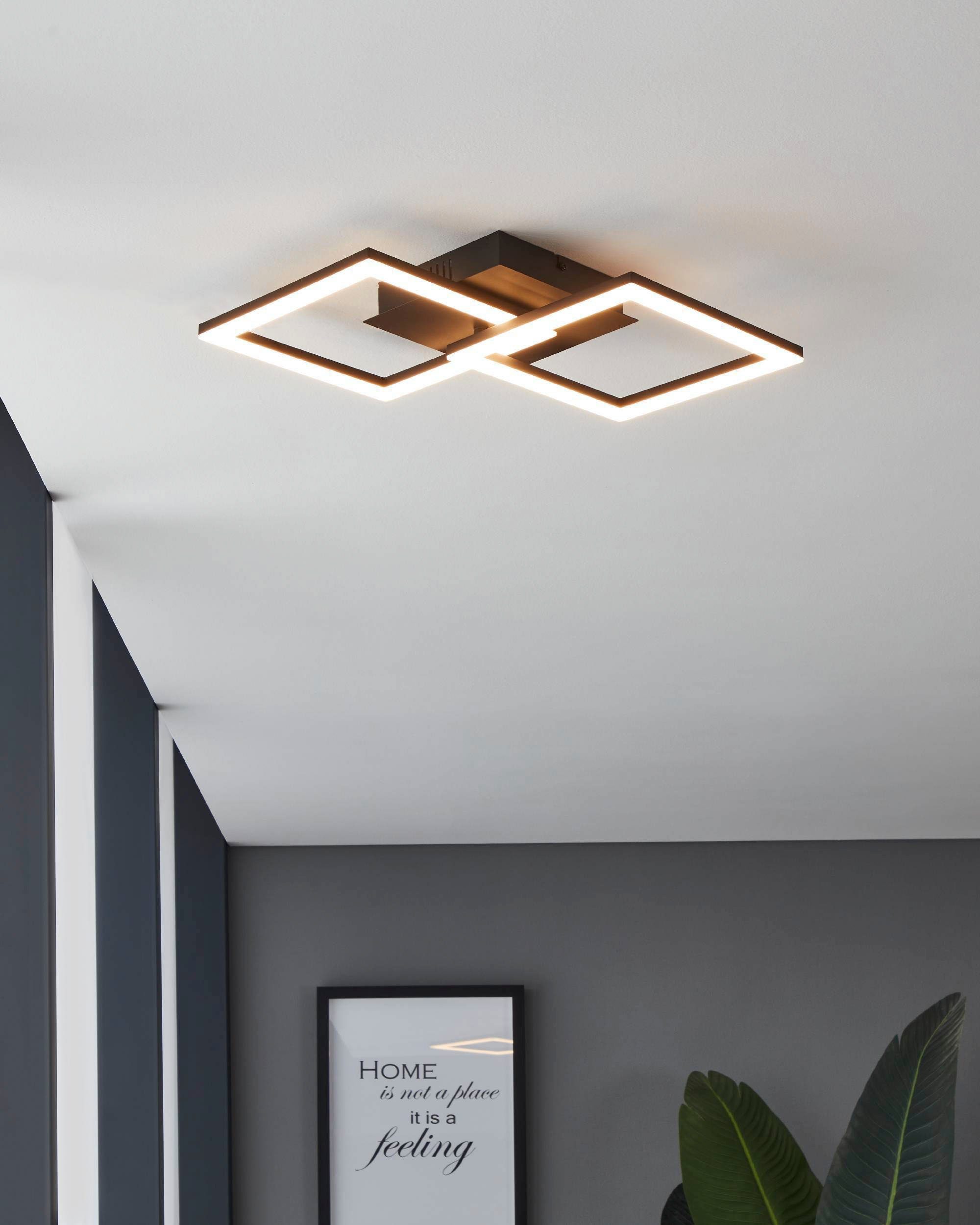 EGLO Plafondlamp PARANDAY-Z plafondlamp zwart, verstelbaar, disco-modus, ZigBee 3.0 53 x 31 cm, timer, app en spraakbesturing alexa, excl. afstandsbediening (1 stuk)