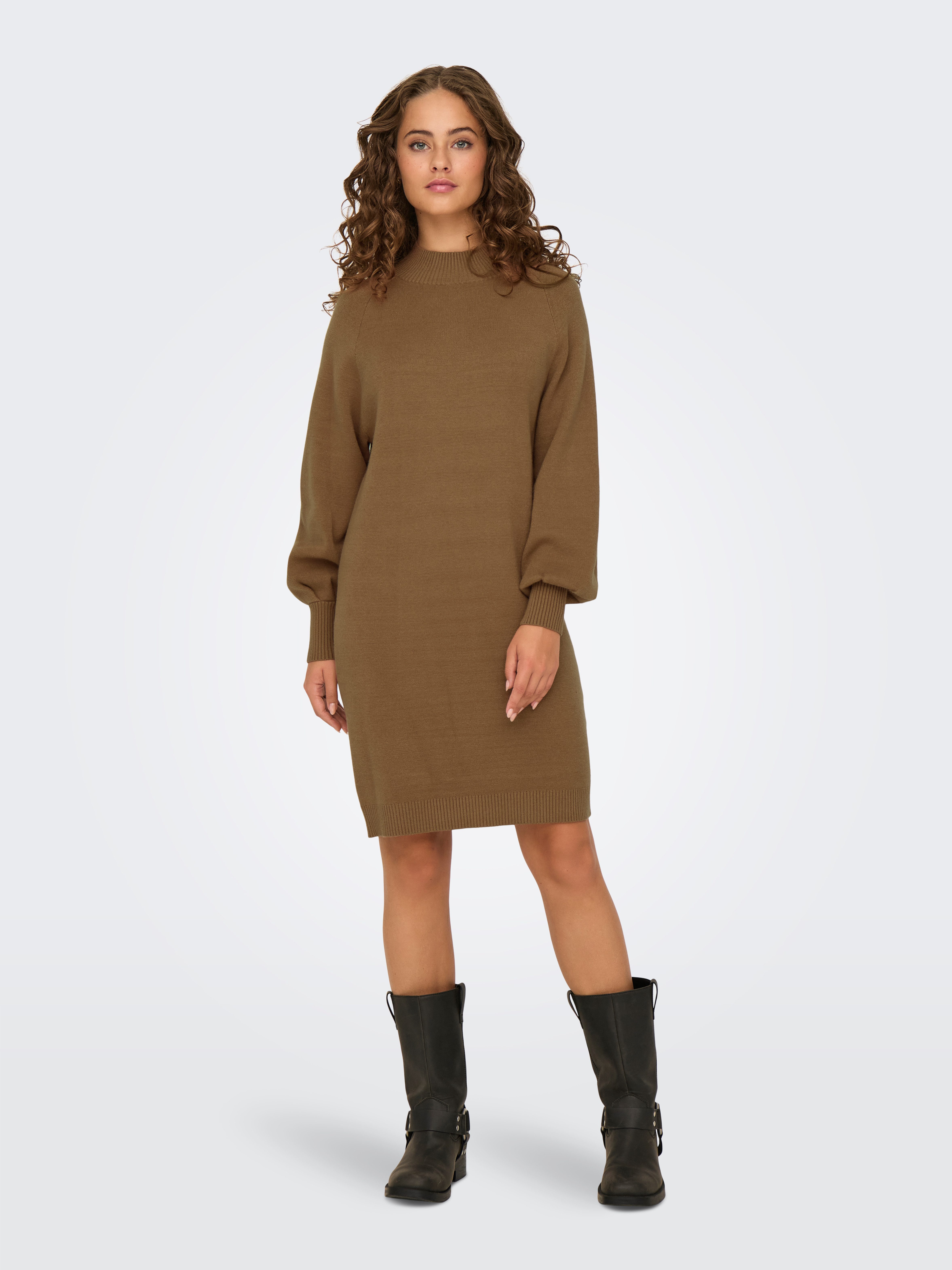 Only Gebreide jurk ONLFRIDA LIFE LS HIGHNECK DRESS CC KNT