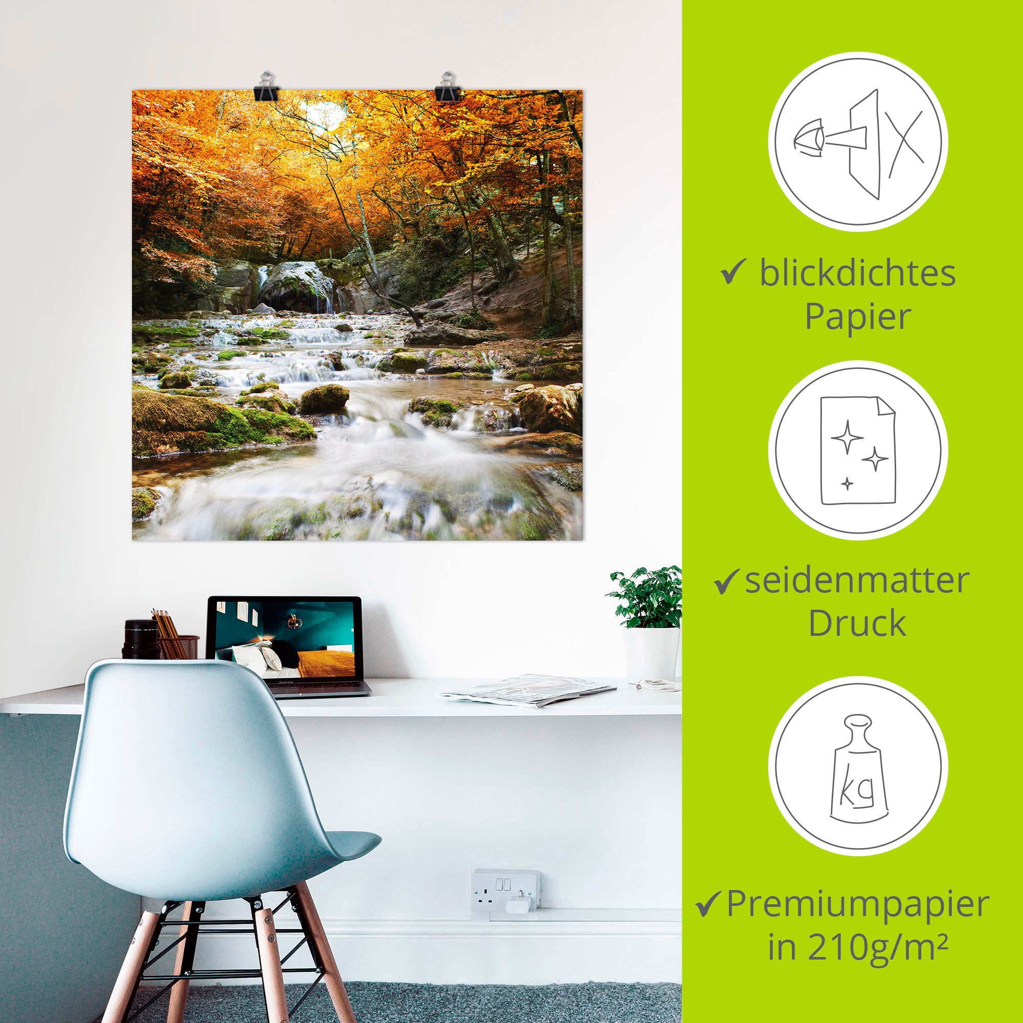 Artland Artprint Herfstige waterval als poster, muursticker in verschillende maten