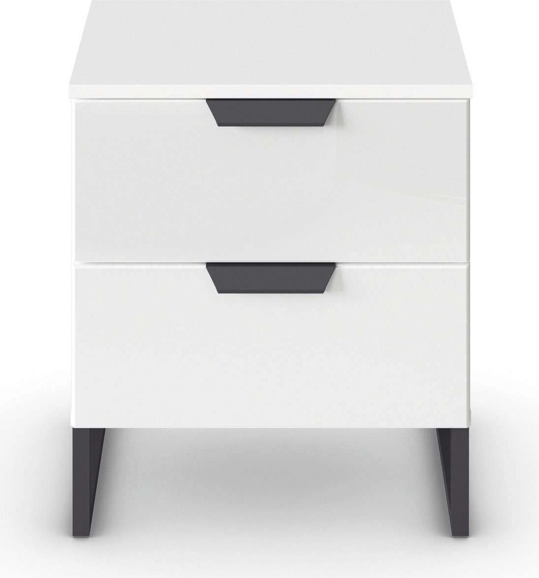 rauch Nachtkastje Modern by Aditio met glazen front en sledevoet, 2 lades met softclose-functie