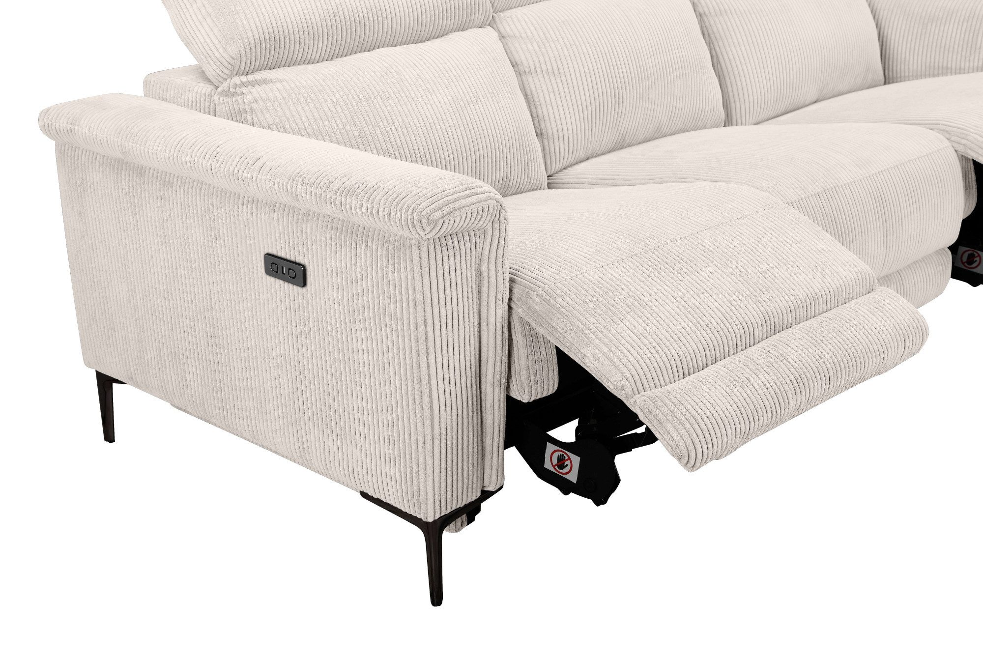 Places of Style 3-zitsbank Lund Cord, met handmatige of elektrische relaxfunctie in 2 zitplaatsen